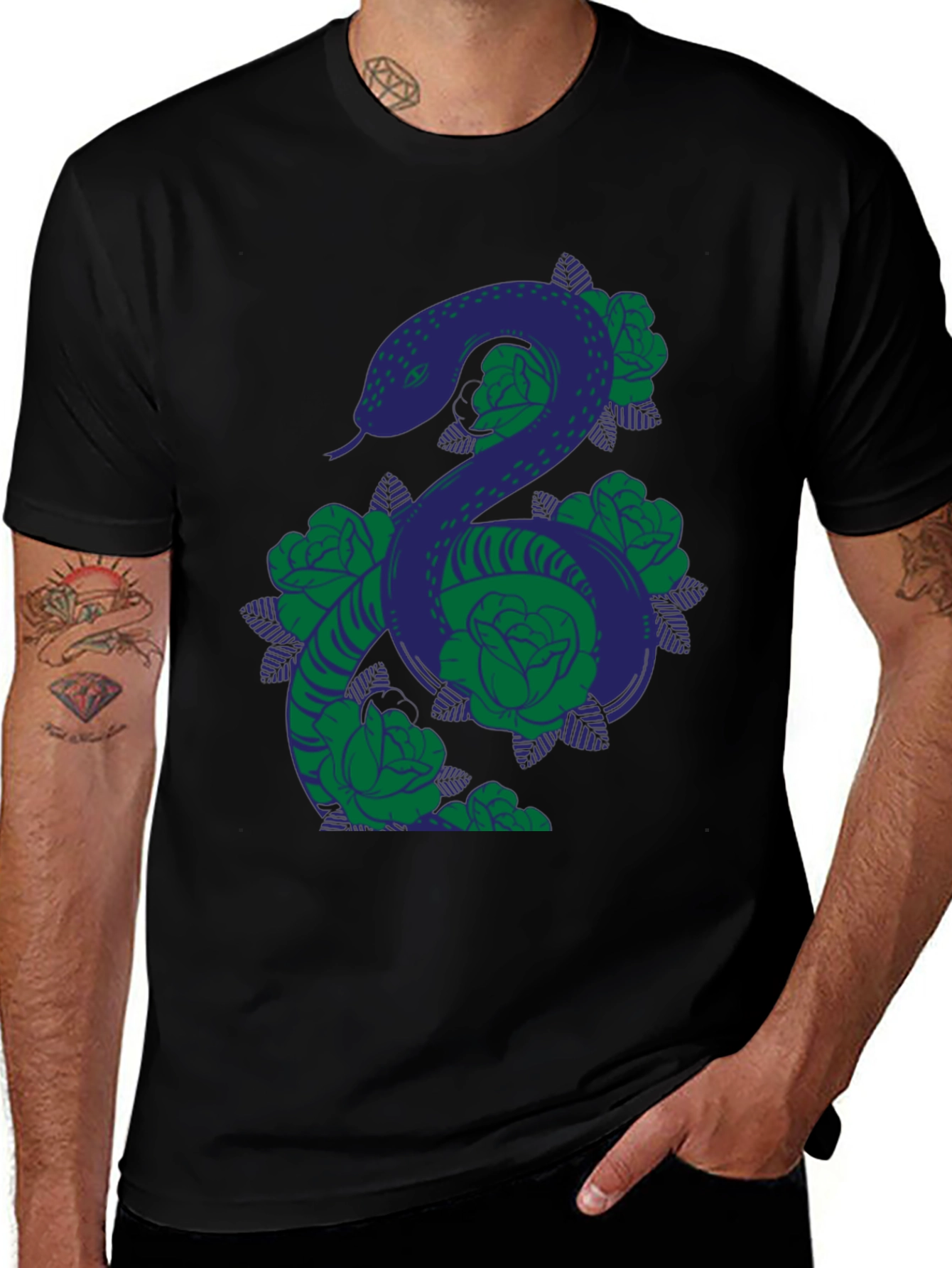 Snake & Roses Graphic T-Shirt
