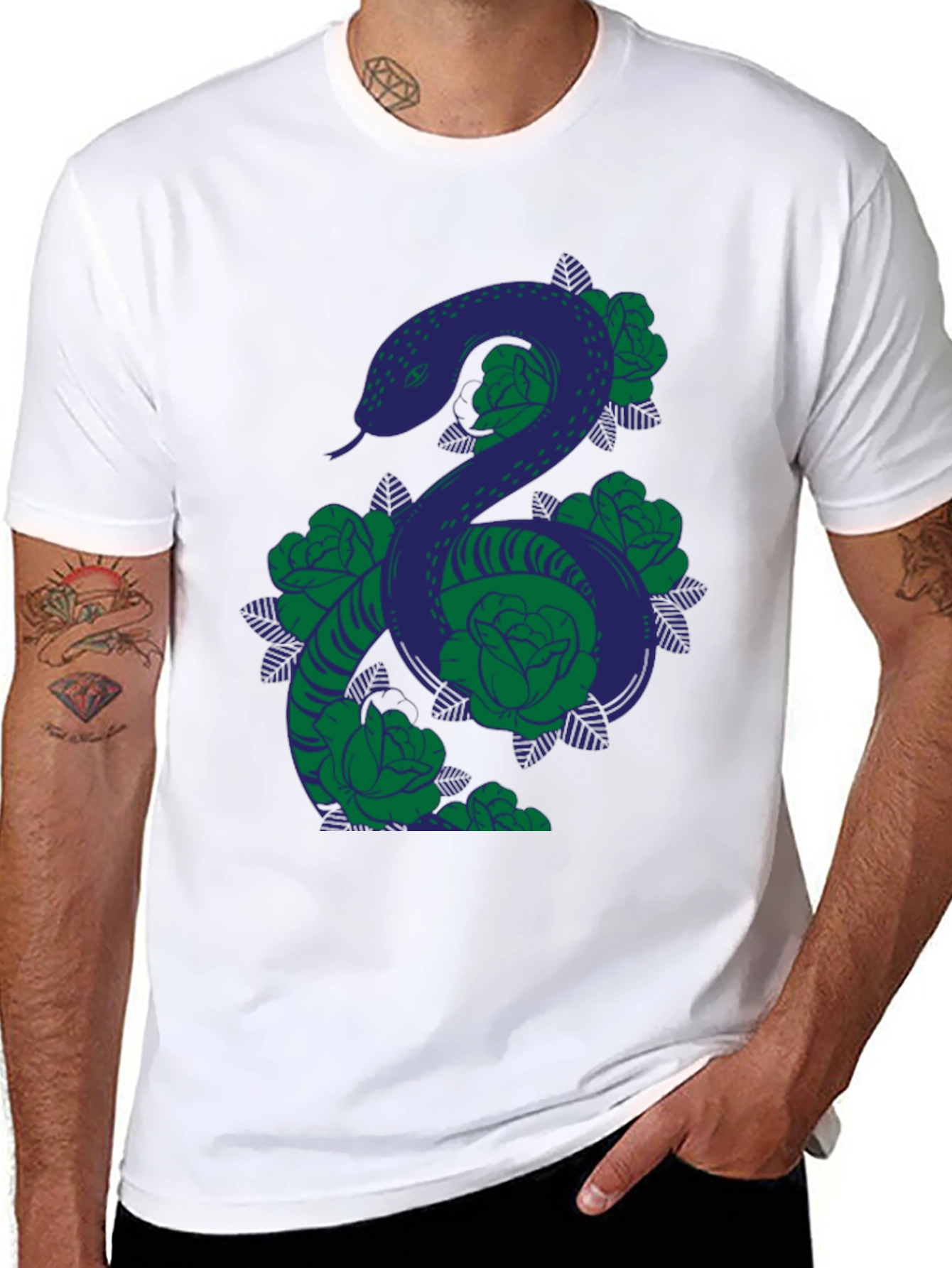 Snake & Roses Graphic T-Shirt