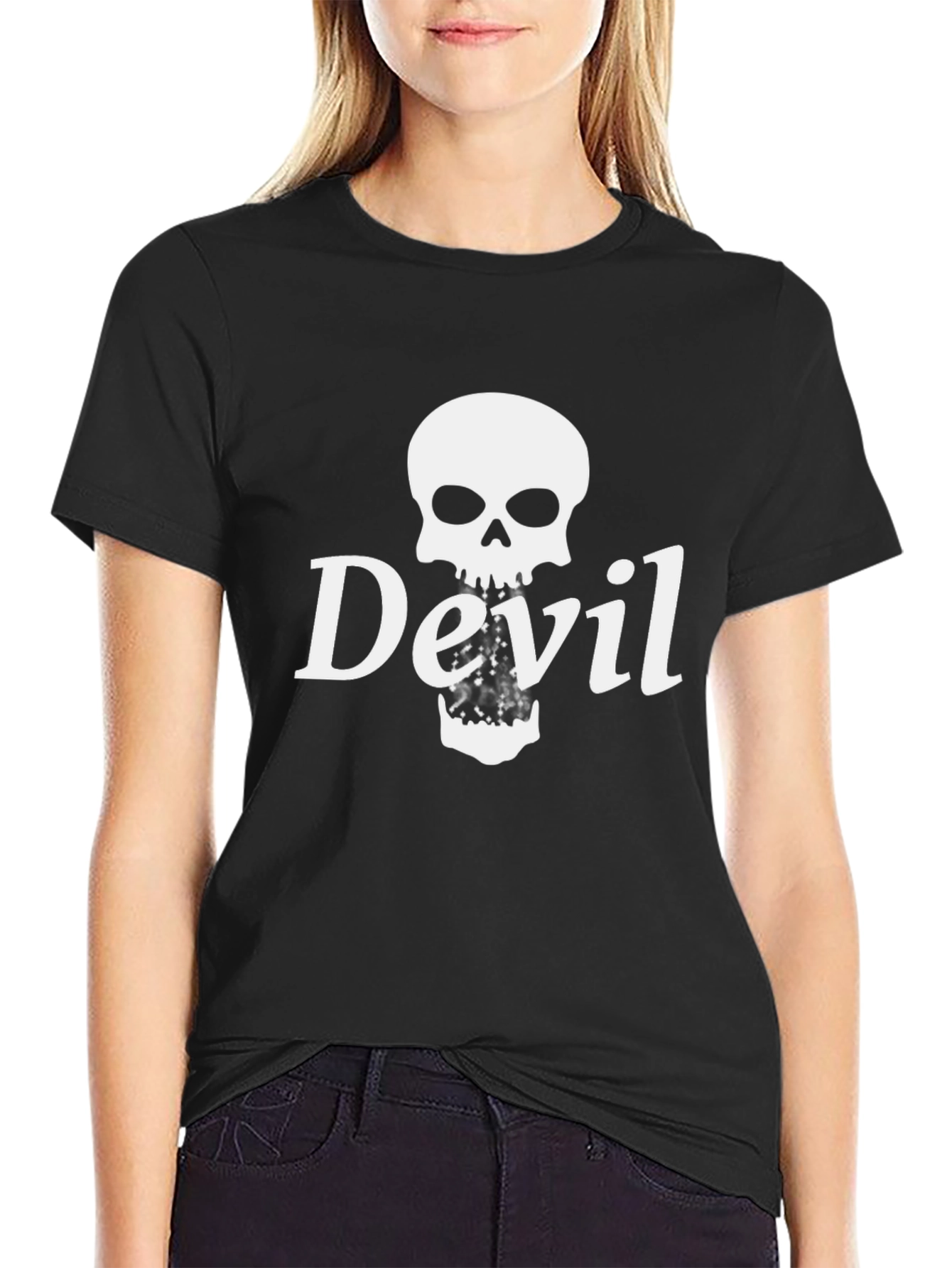 Devil Skull Graphic Black T-Shirt