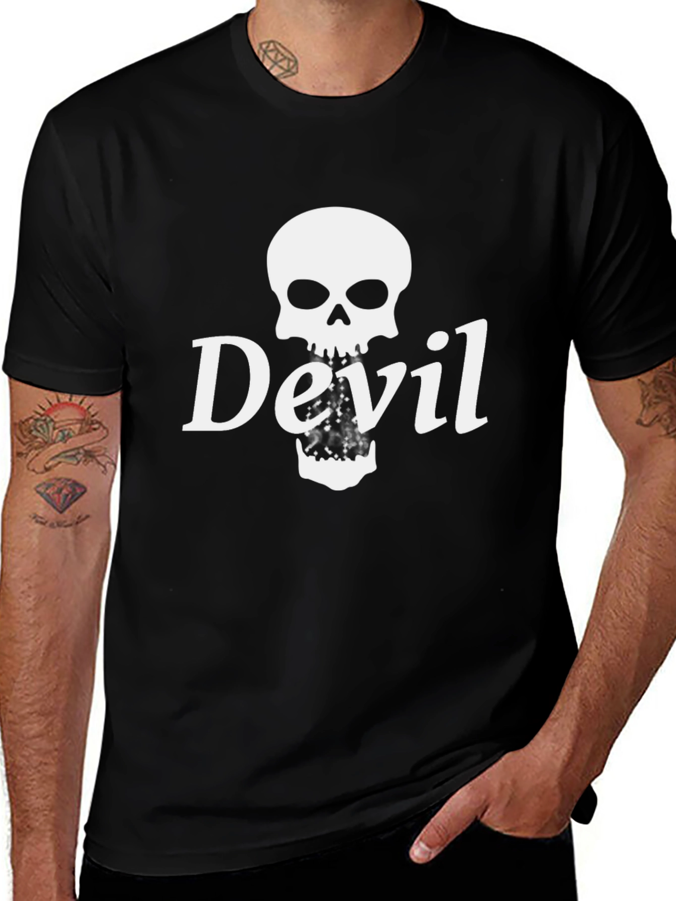 Devil Skull Graphic Black T-Shirt