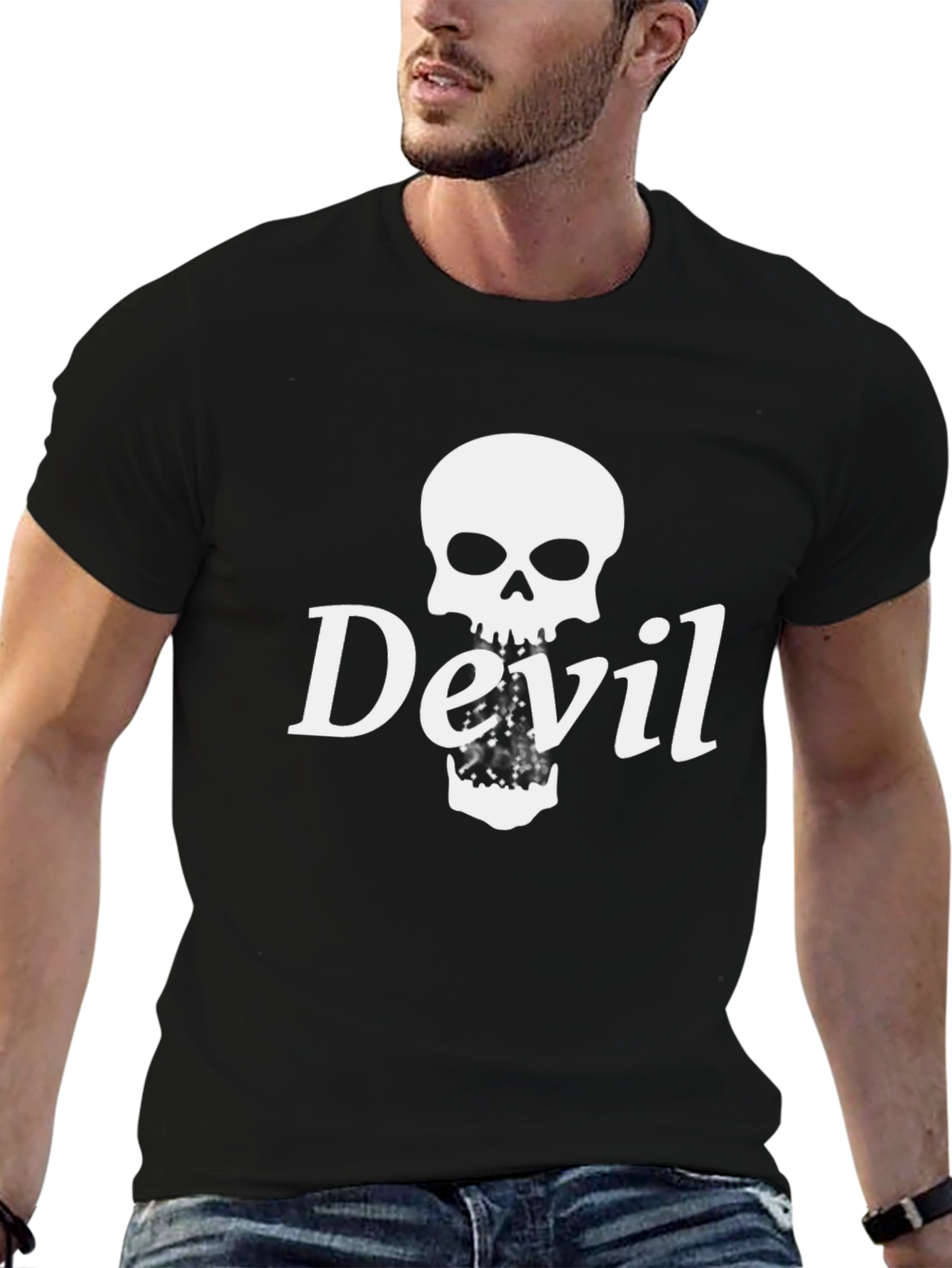 Devil Skull Graphic Black T-Shirt