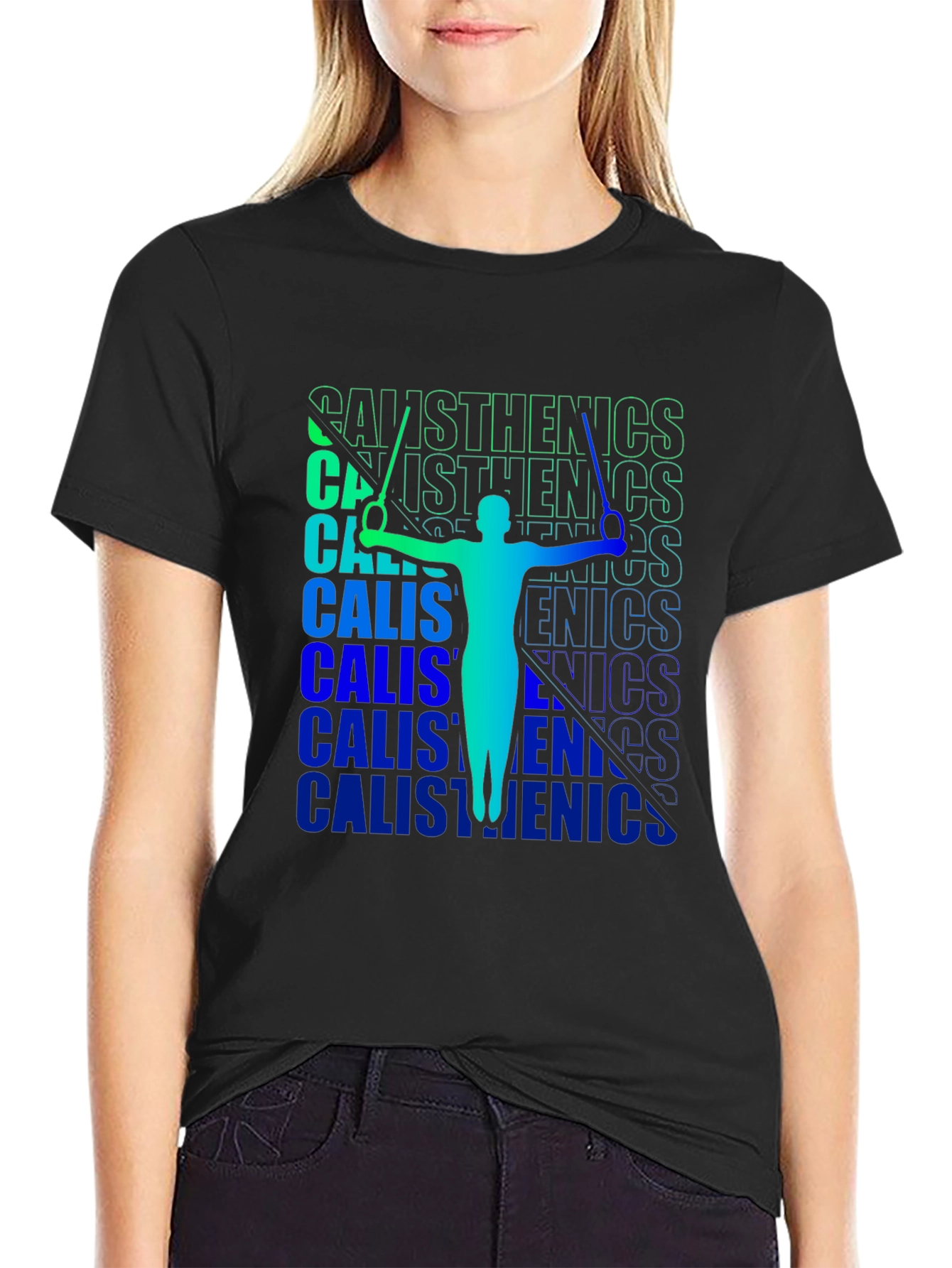 Calisthenics Black T-Shirt | Gymnast Silhouette Tee