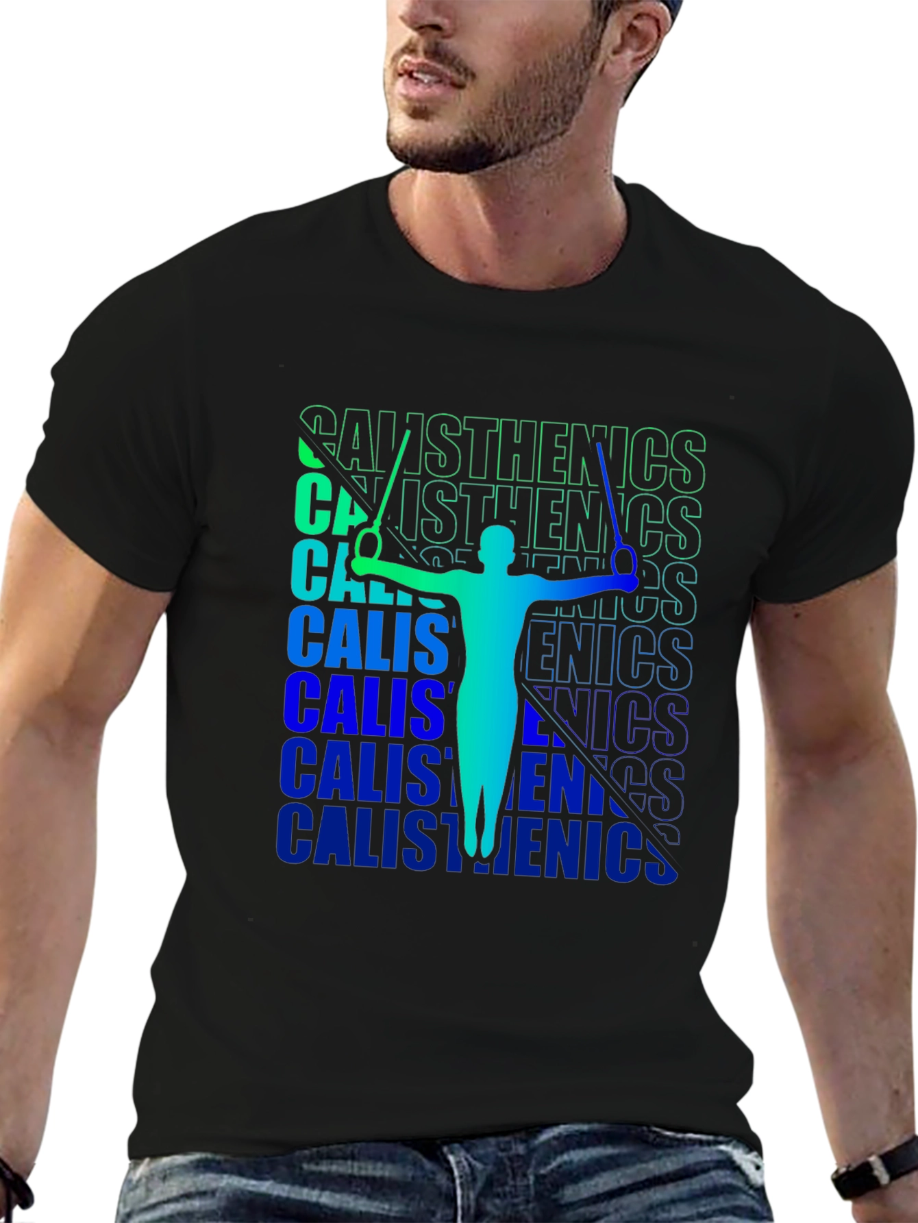 Calisthenics Black T-Shirt | Gymnast Silhouette Tee