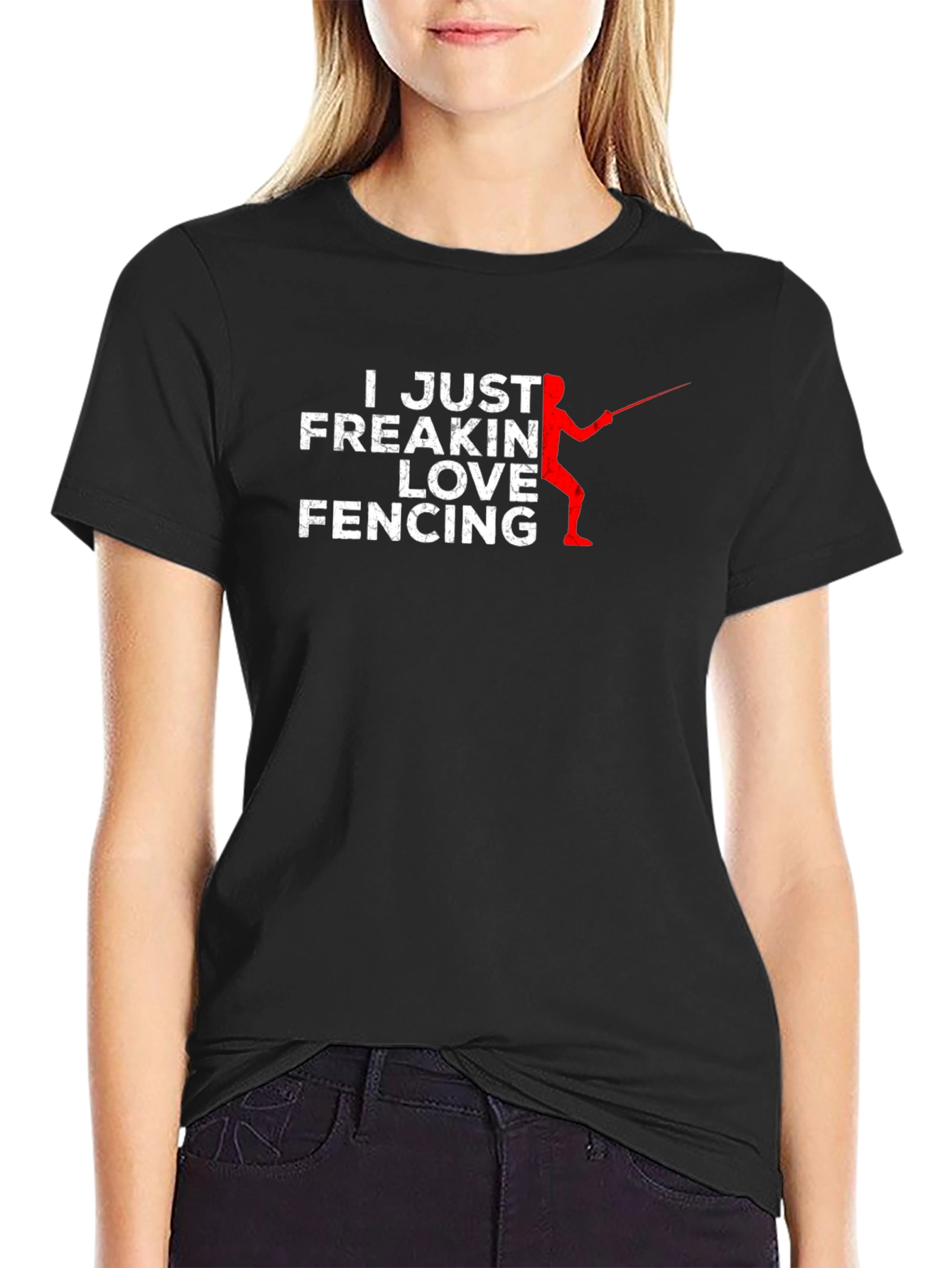 I Just Freakin Love Fencing Black T-Shirt