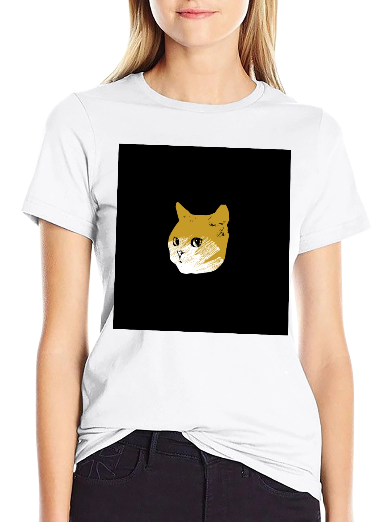 Black Cat Sketch T-Shirt - Minimalist Style