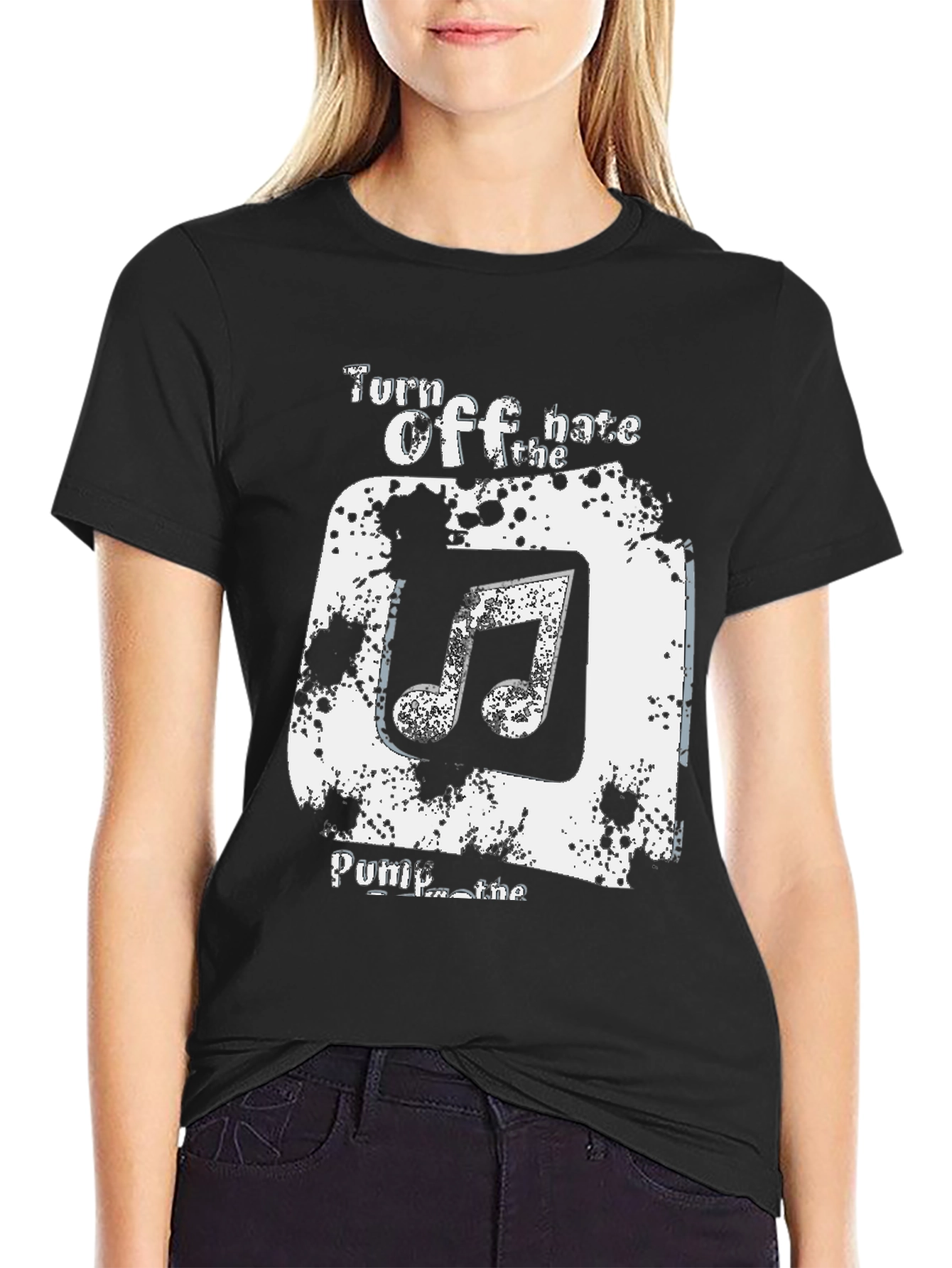 Turn Off the Hate Pump the Music Graphic Tee