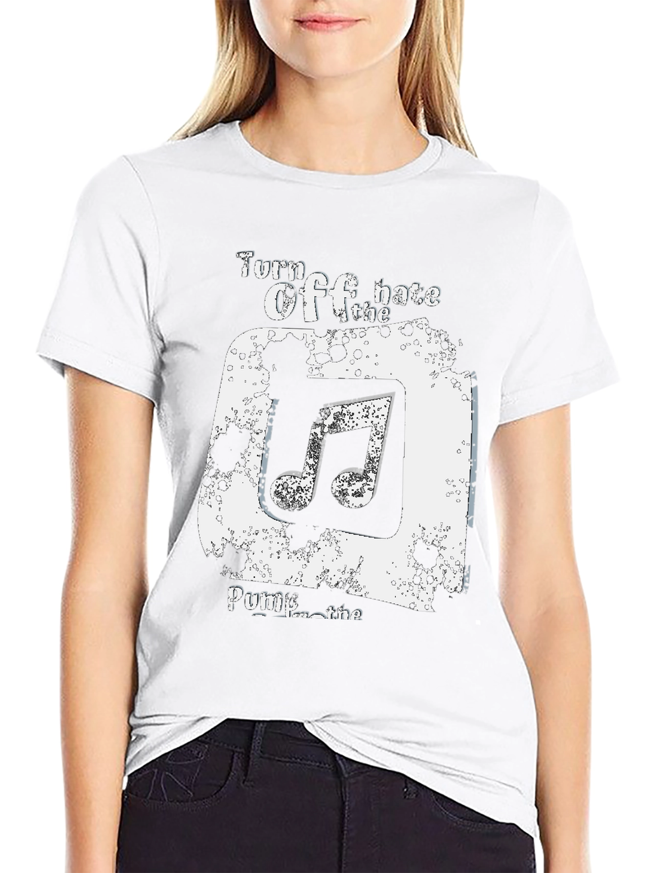 Turn Off the Hate Pump the Music Graphic Tee
