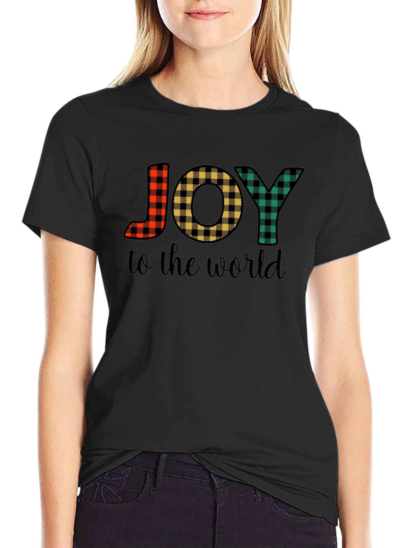 Plaid JOY Christmas T-Shirt