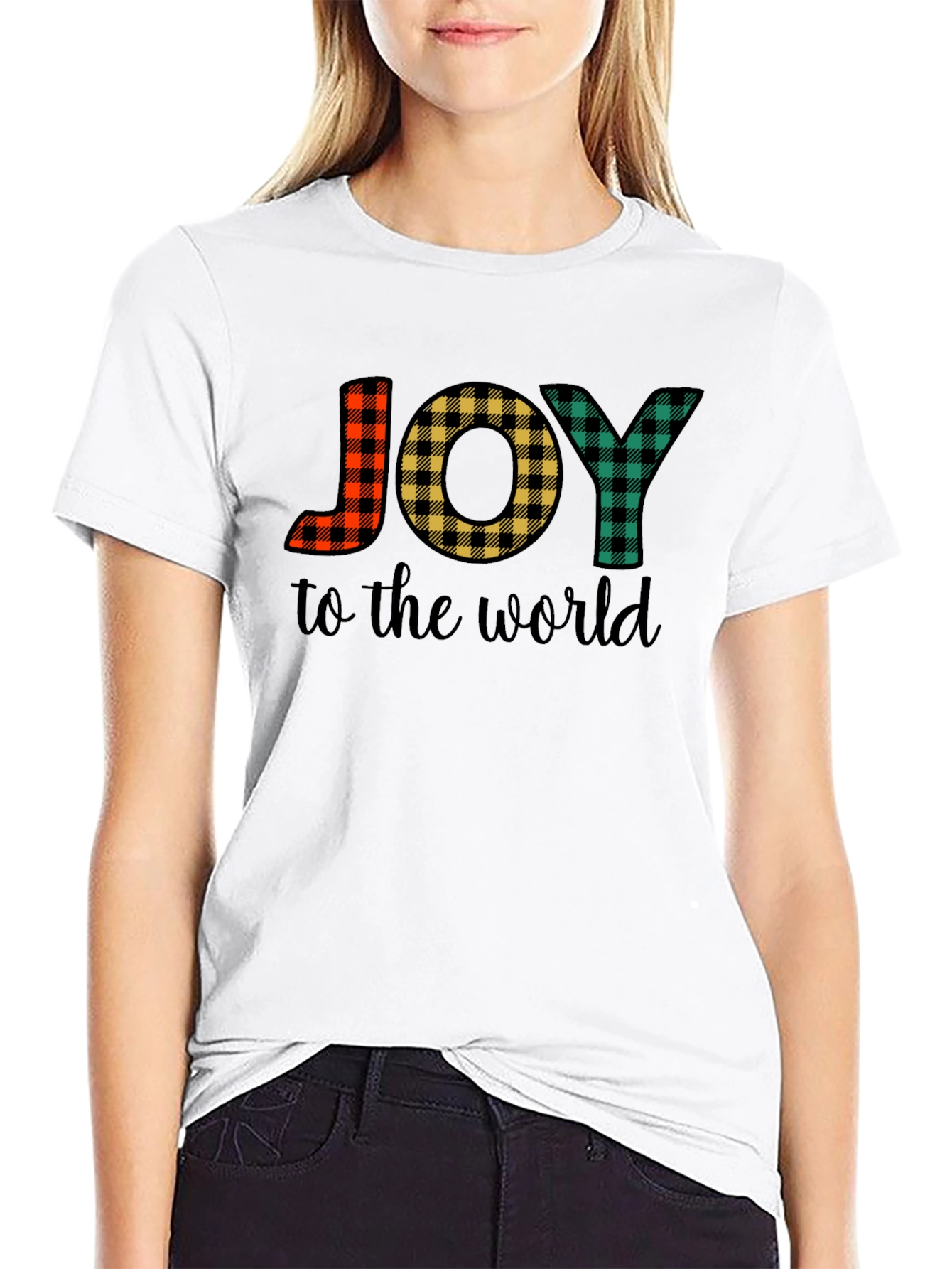 Plaid JOY Christmas T-Shirt