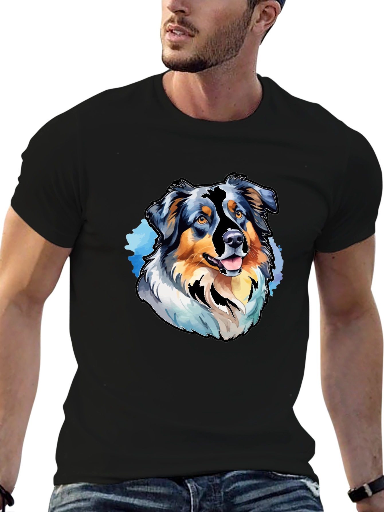 Dog Breed Graphic Tee - Black Casual T-Shirt