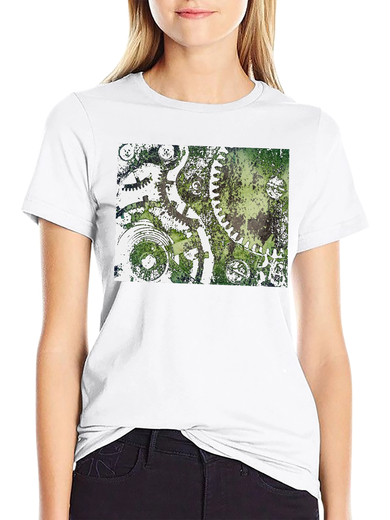Steampunk Gear Graphic Tee - Black Cotton T-Shirt