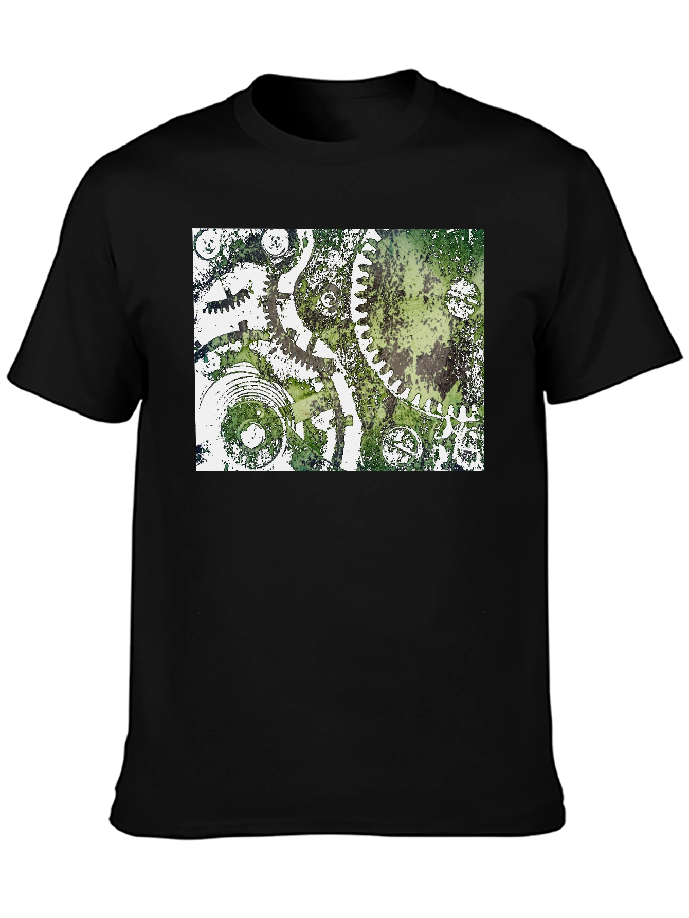 Steampunk Gear Graphic Tee - Black Cotton T-Shirt