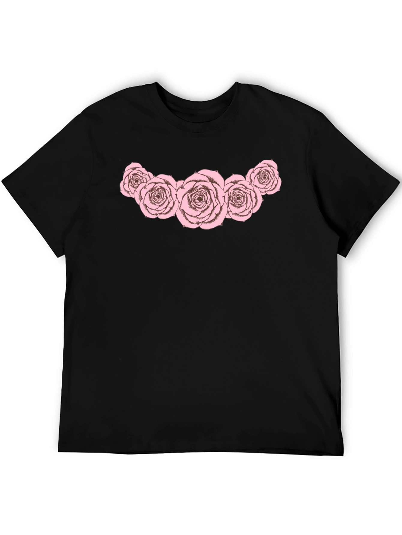 Floral Rose Graphic Black T-Shirt