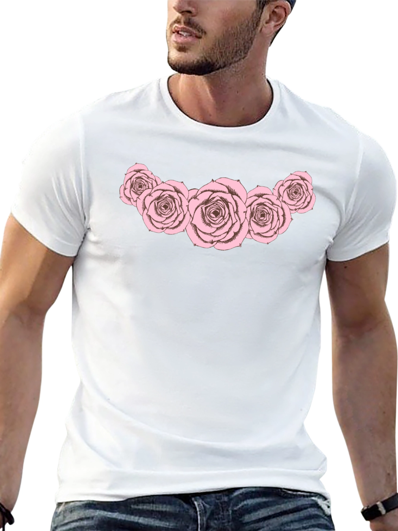 Floral Rose Graphic Black T-Shirt