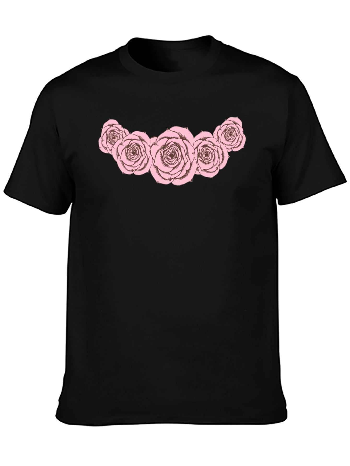 Floral Rose Graphic Black T-Shirt