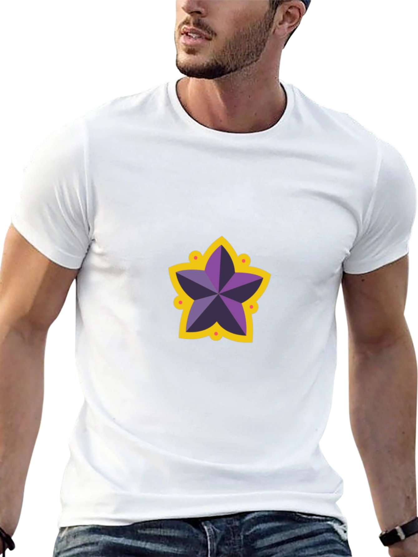 Star Motif Black T-Shirt