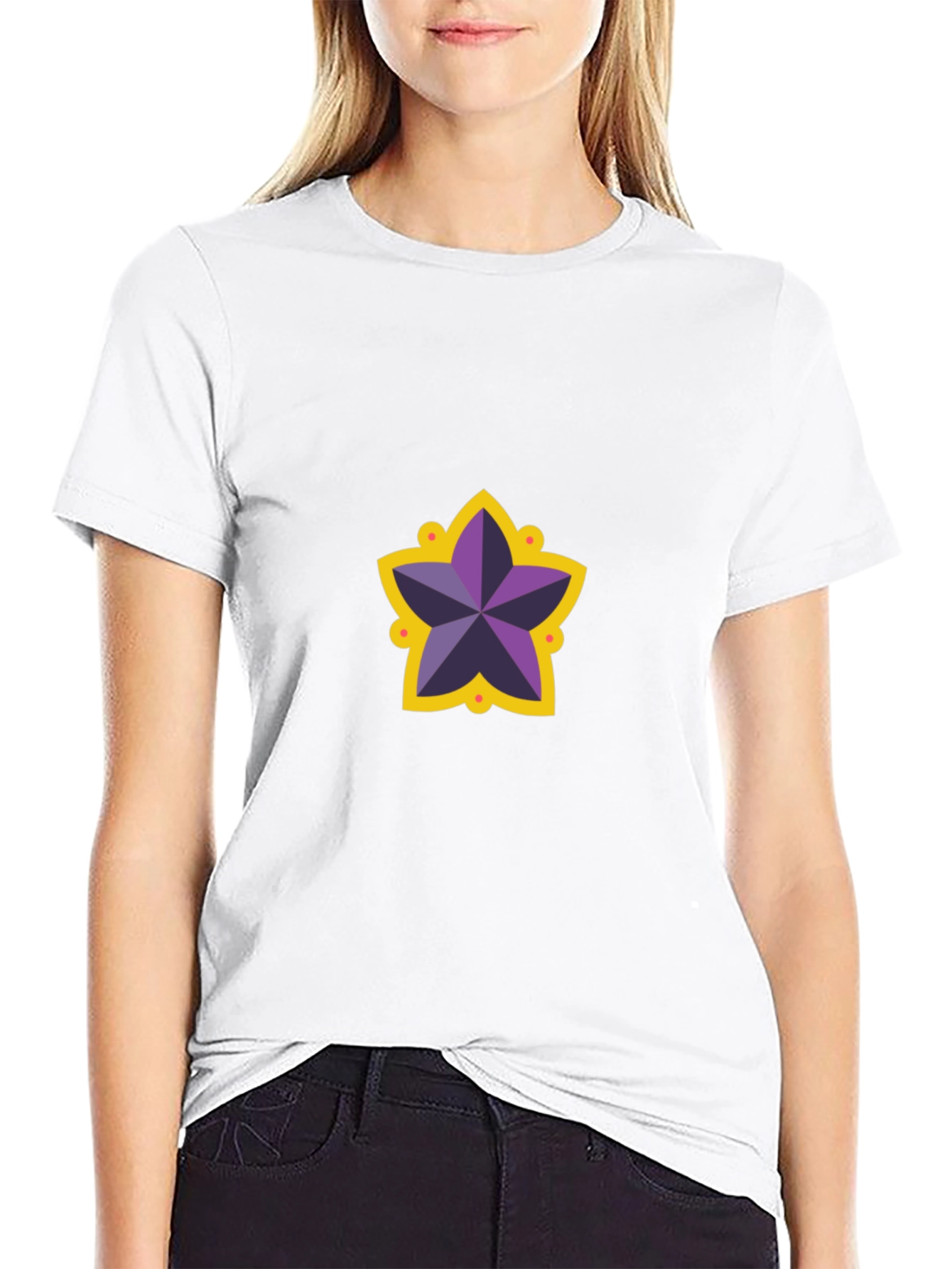 Star Motif Black T-Shirt