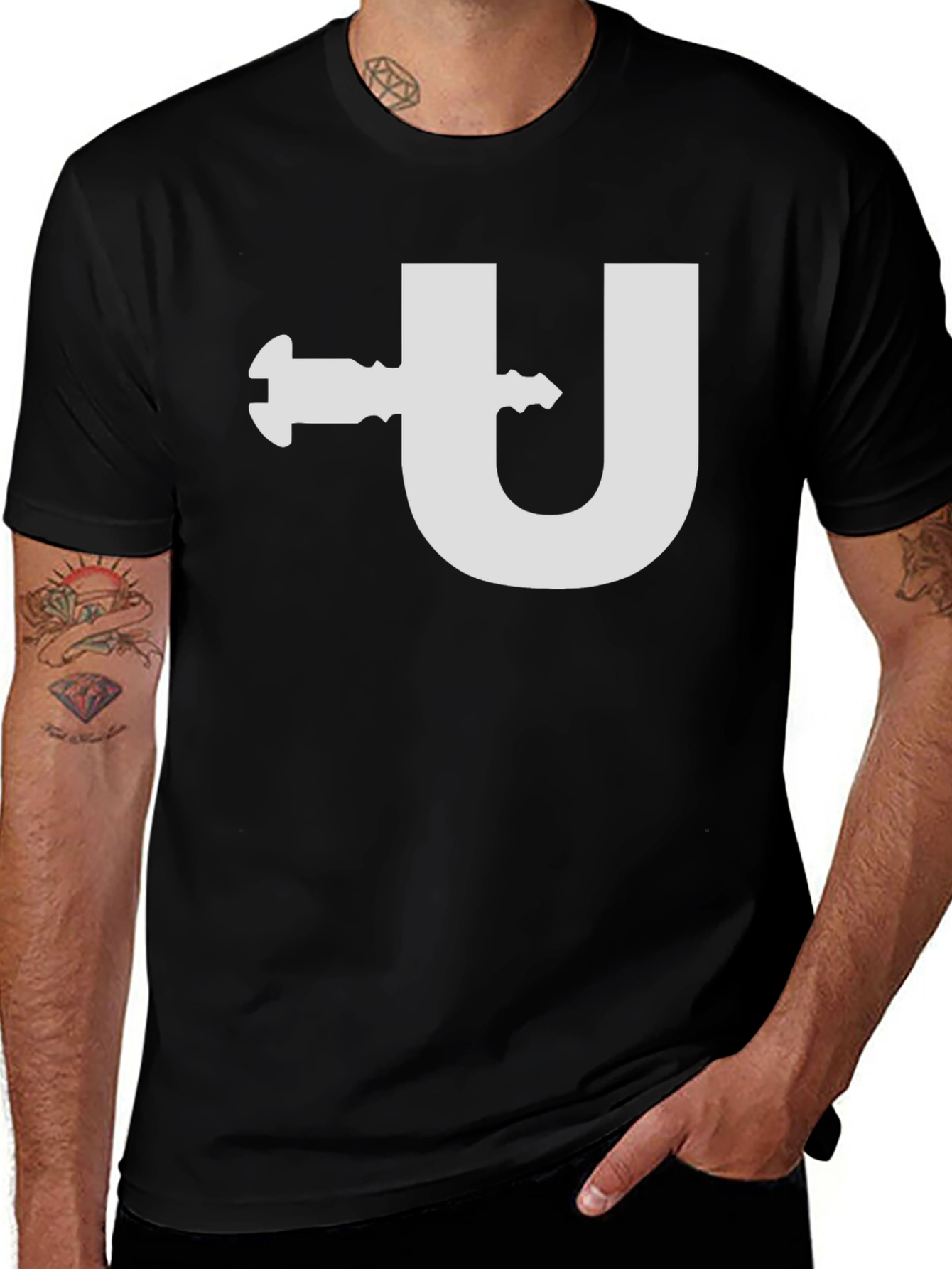 Funny U Clamp T-Shirt - Black Cotton Tee