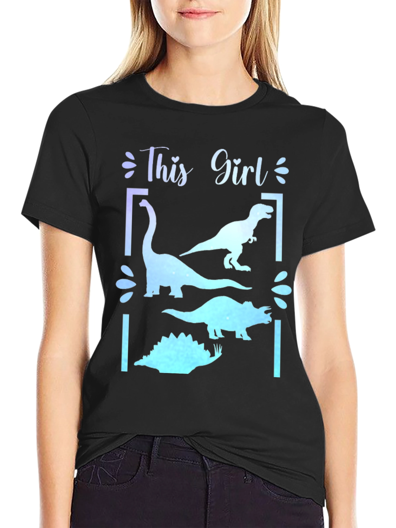 Dinosaur Girl T-Shirt - Black