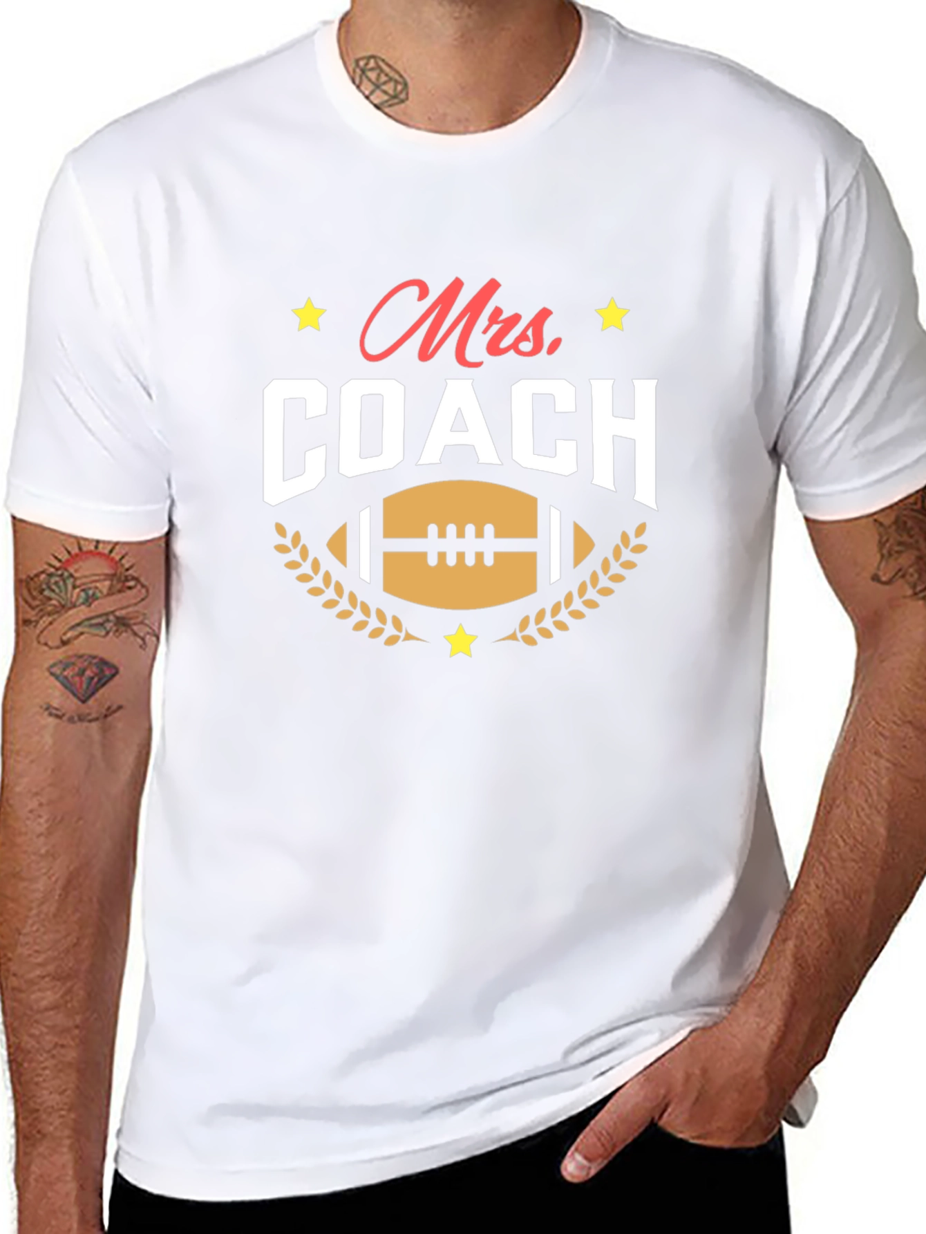 Mrs. Coach Football Graphic T-Shirt