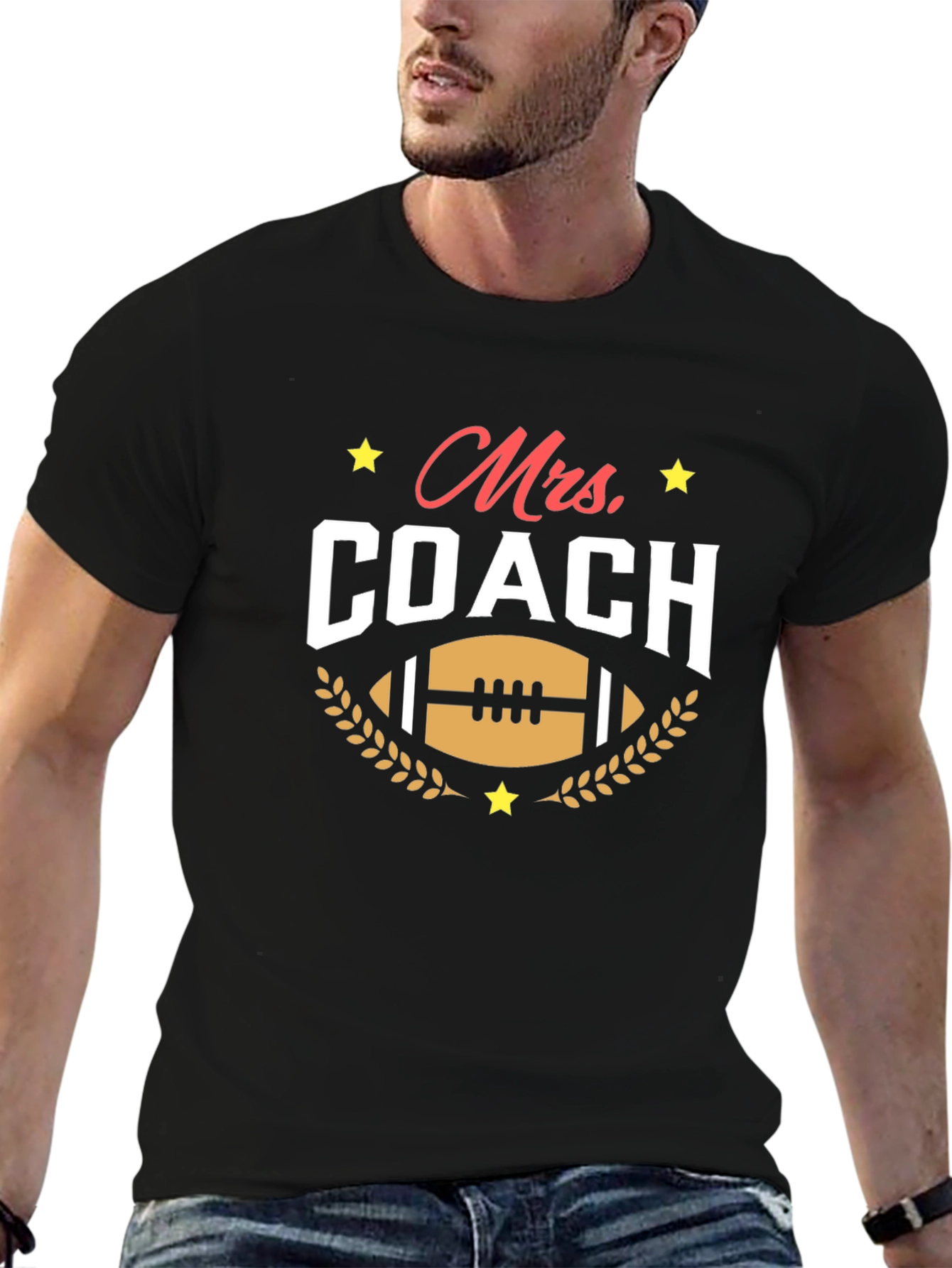 Mrs. Coach Football Graphic T-Shirt