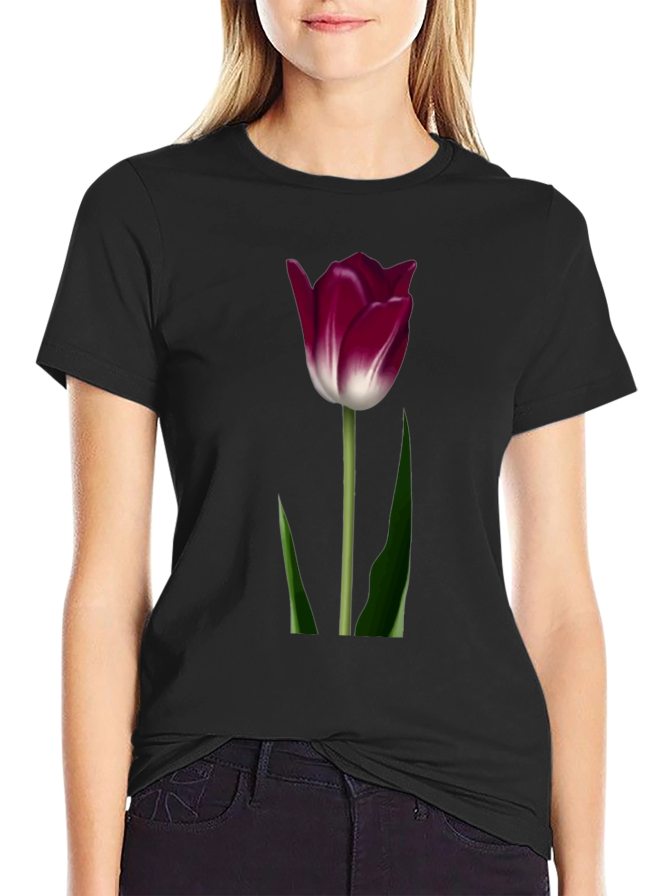 Tulip Graphic T-Shirt - Elegant Floral Design