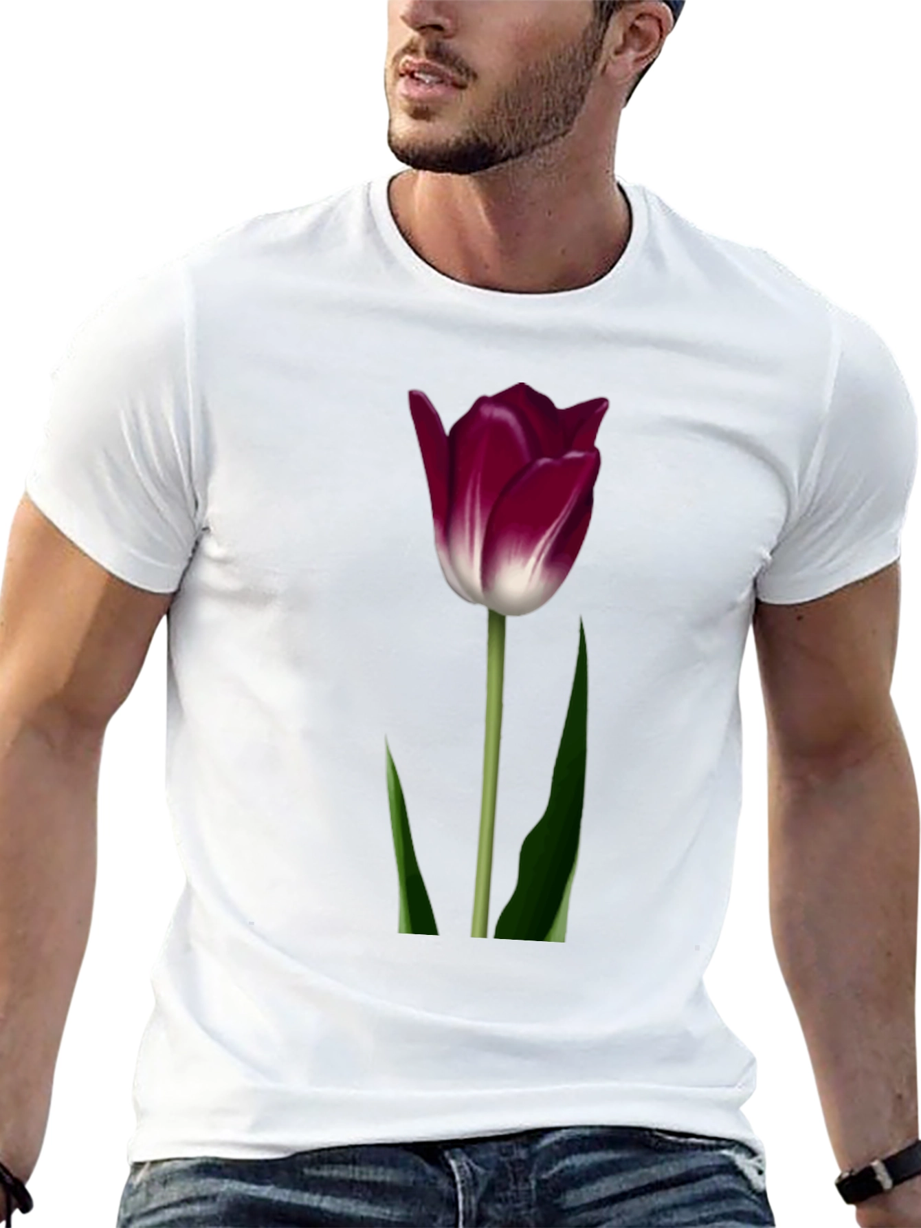 Tulip Graphic T-Shirt - Elegant Floral Design