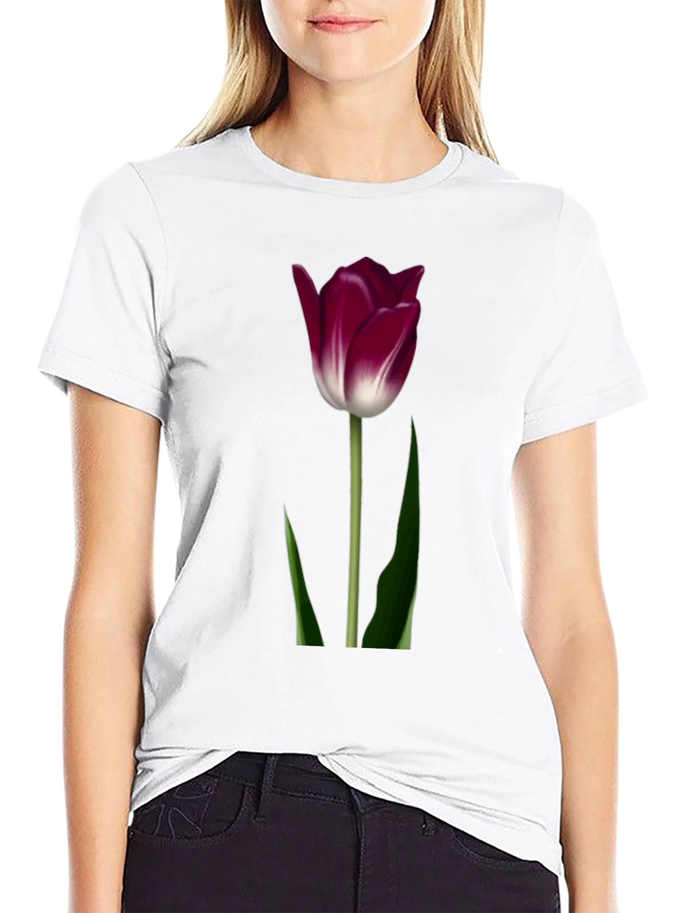 Tulip Graphic T-Shirt - Elegant Floral Design