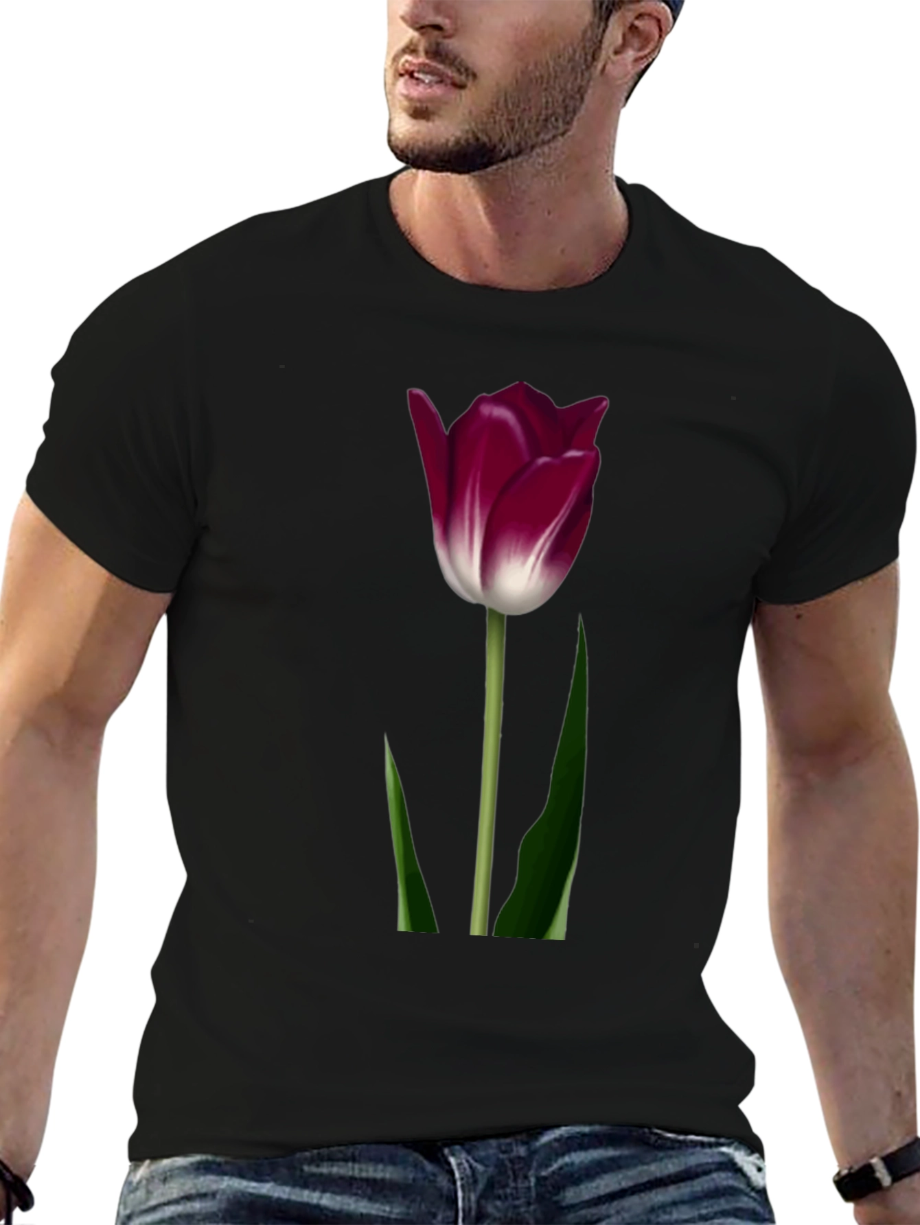 Tulip Graphic T-Shirt - Elegant Floral Design