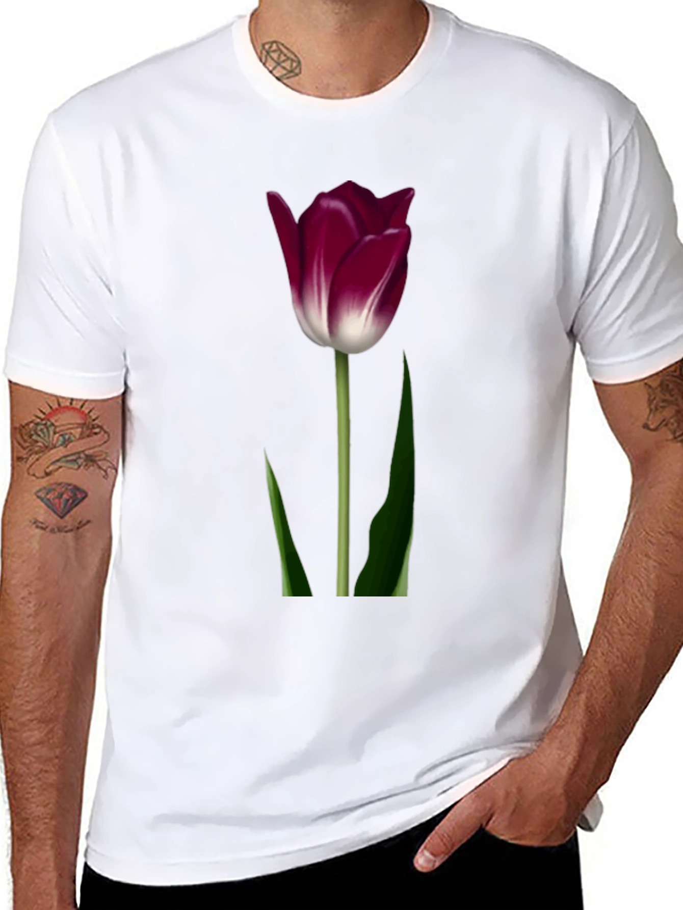 Tulip Graphic T-Shirt - Elegant Floral Design