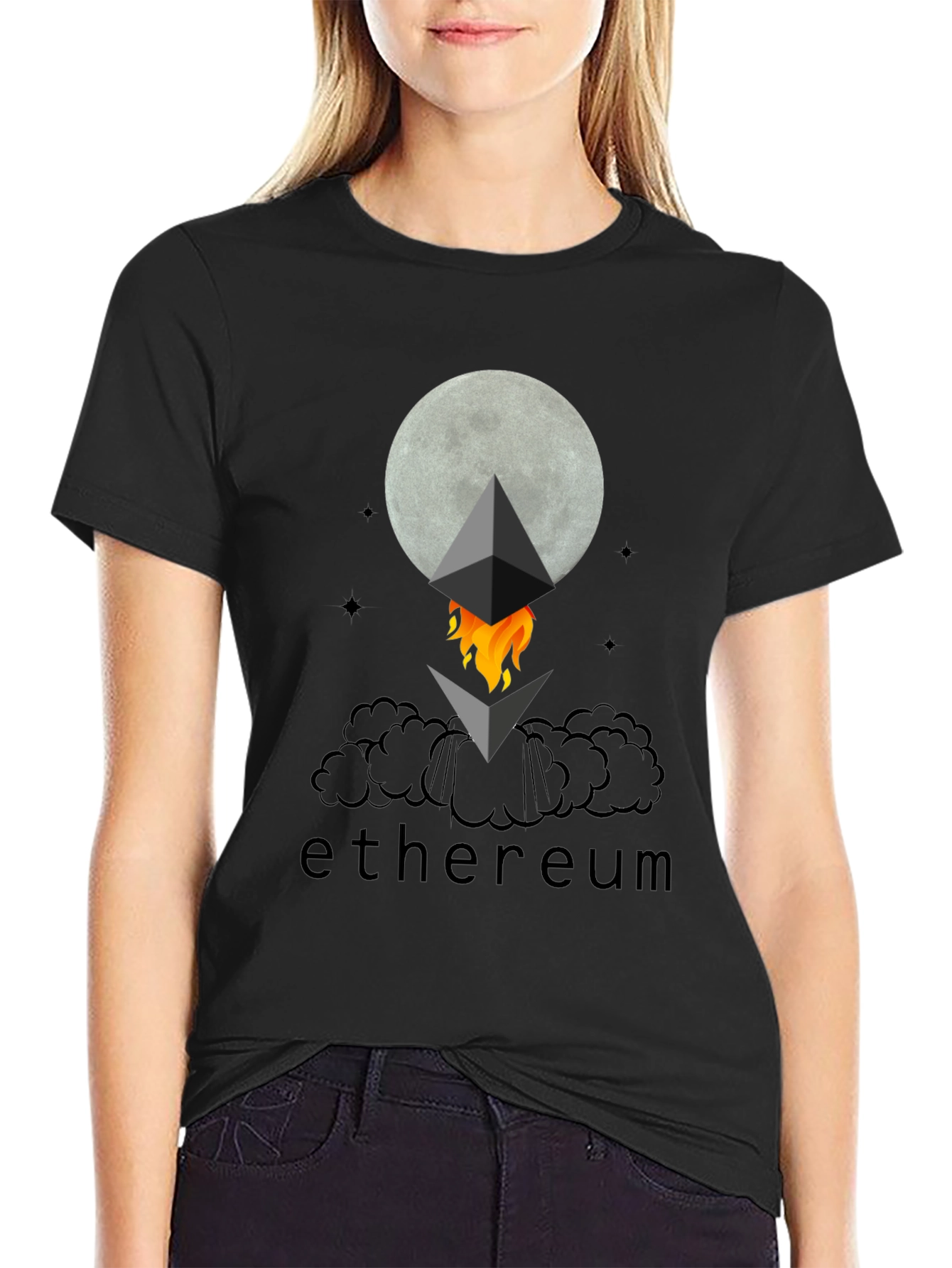 Ethereum to the Moon Black T-Shirt