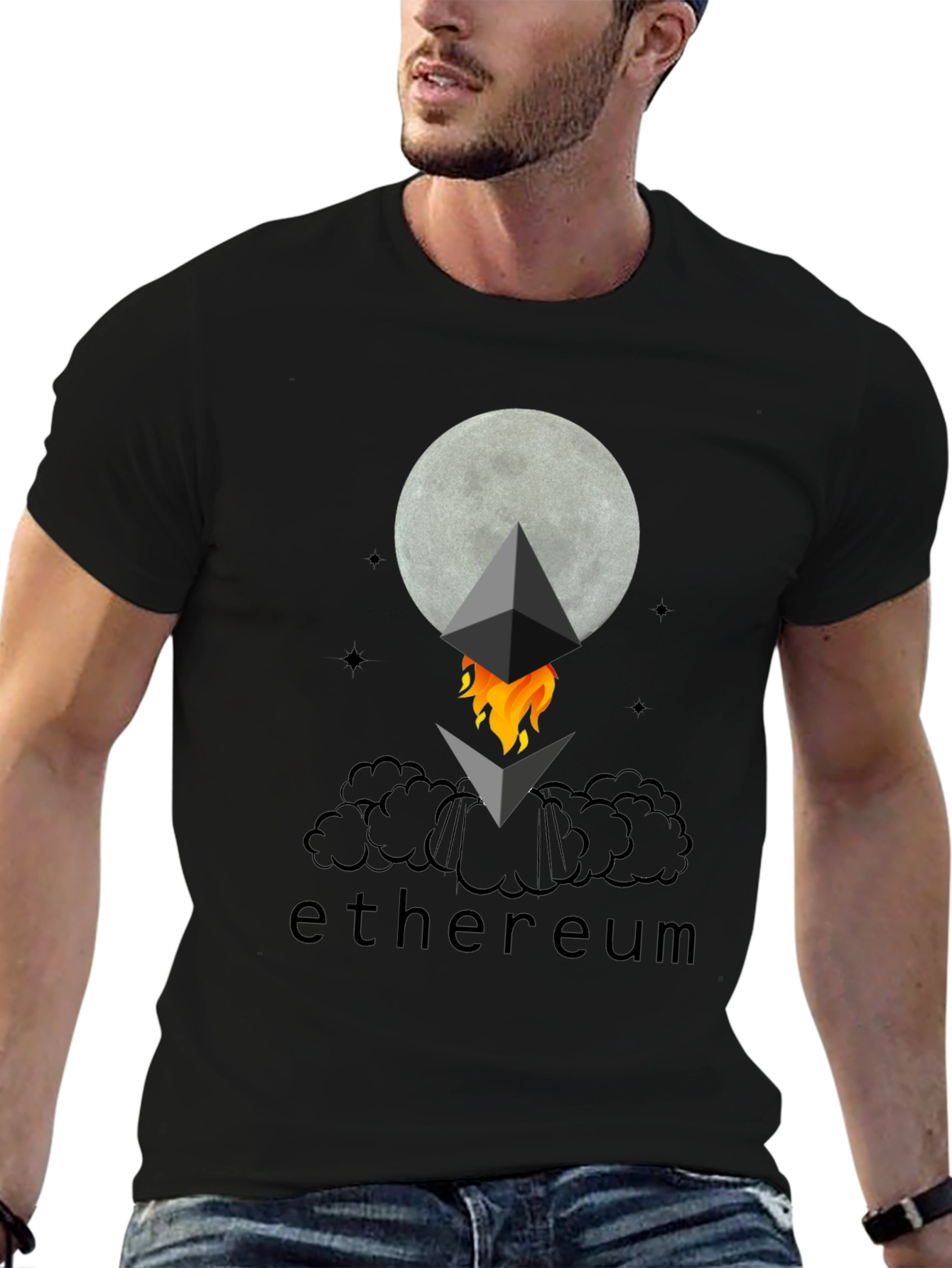 Ethereum to the Moon Black T-Shirt