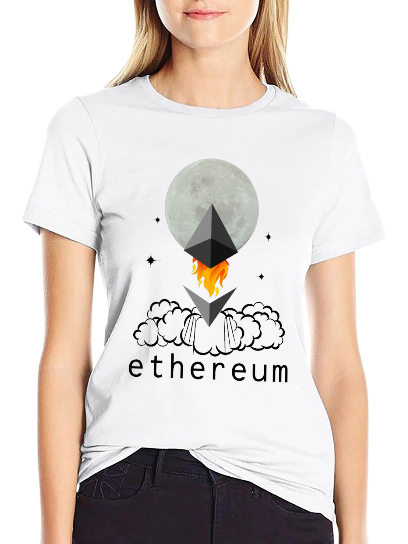 Ethereum to the Moon Black T-Shirt