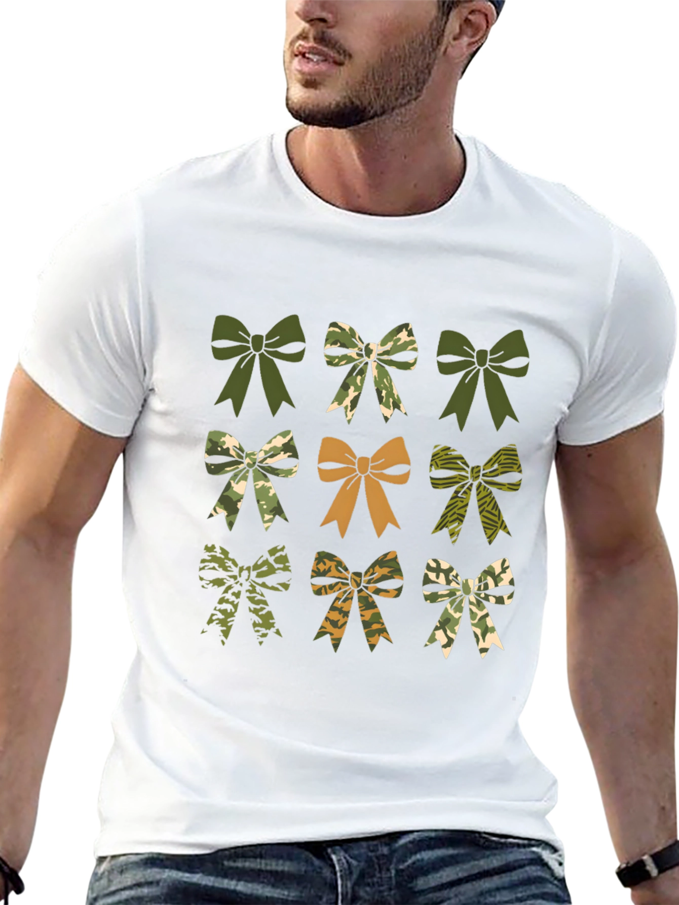 Camouflage Bow T-Shirt - Mens Black Tee