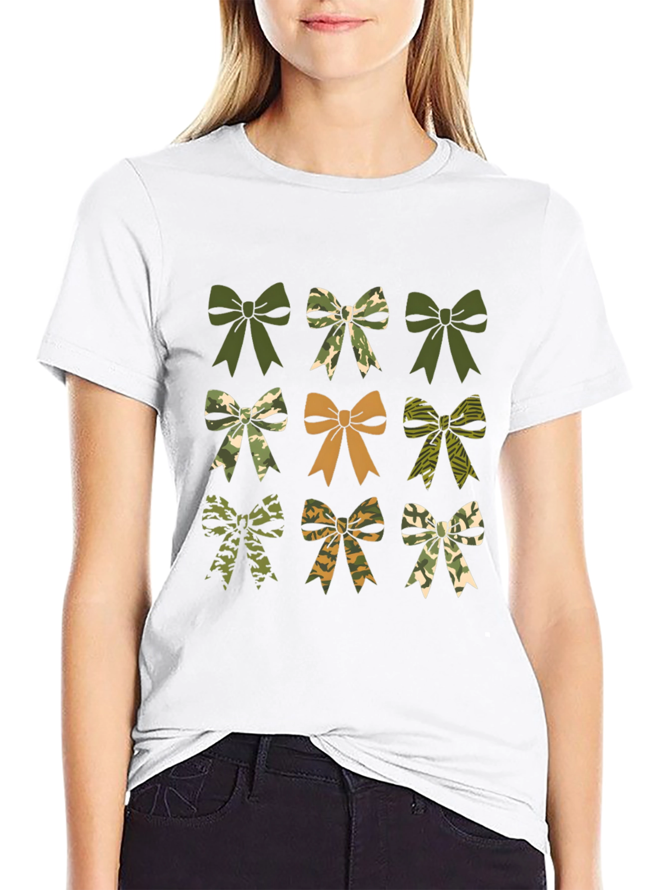 Camouflage Bow T-Shirt - Mens Black Tee