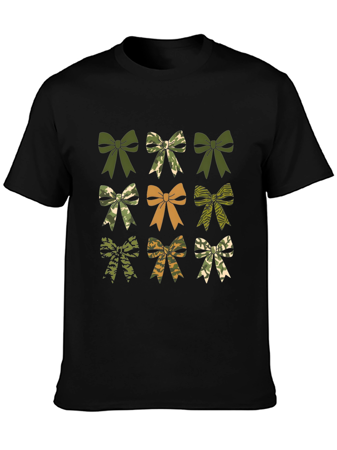Camouflage Bow T-Shirt - Mens Black Tee