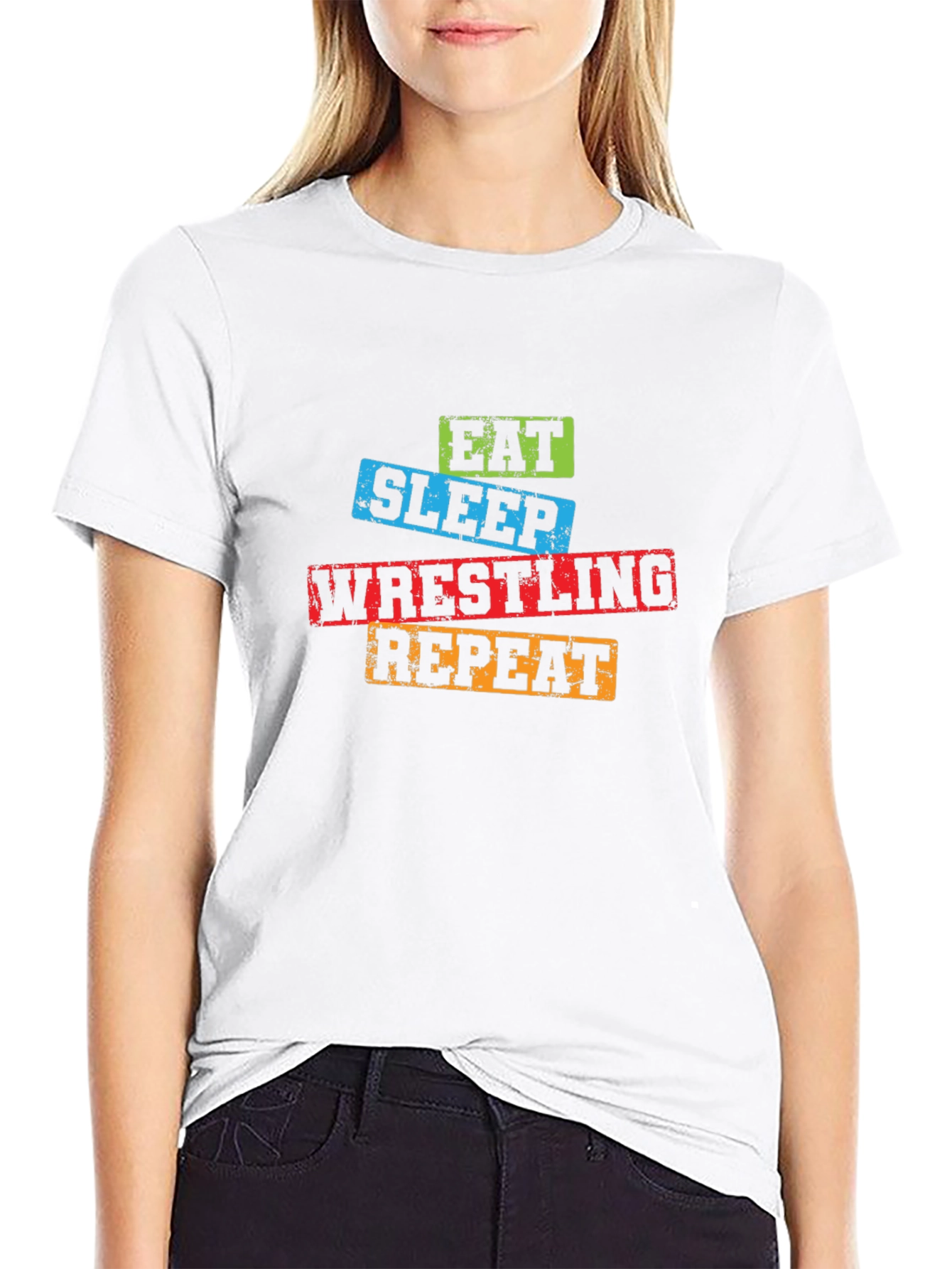 Eat Sleep Wrestling Repeat Graphic Tee