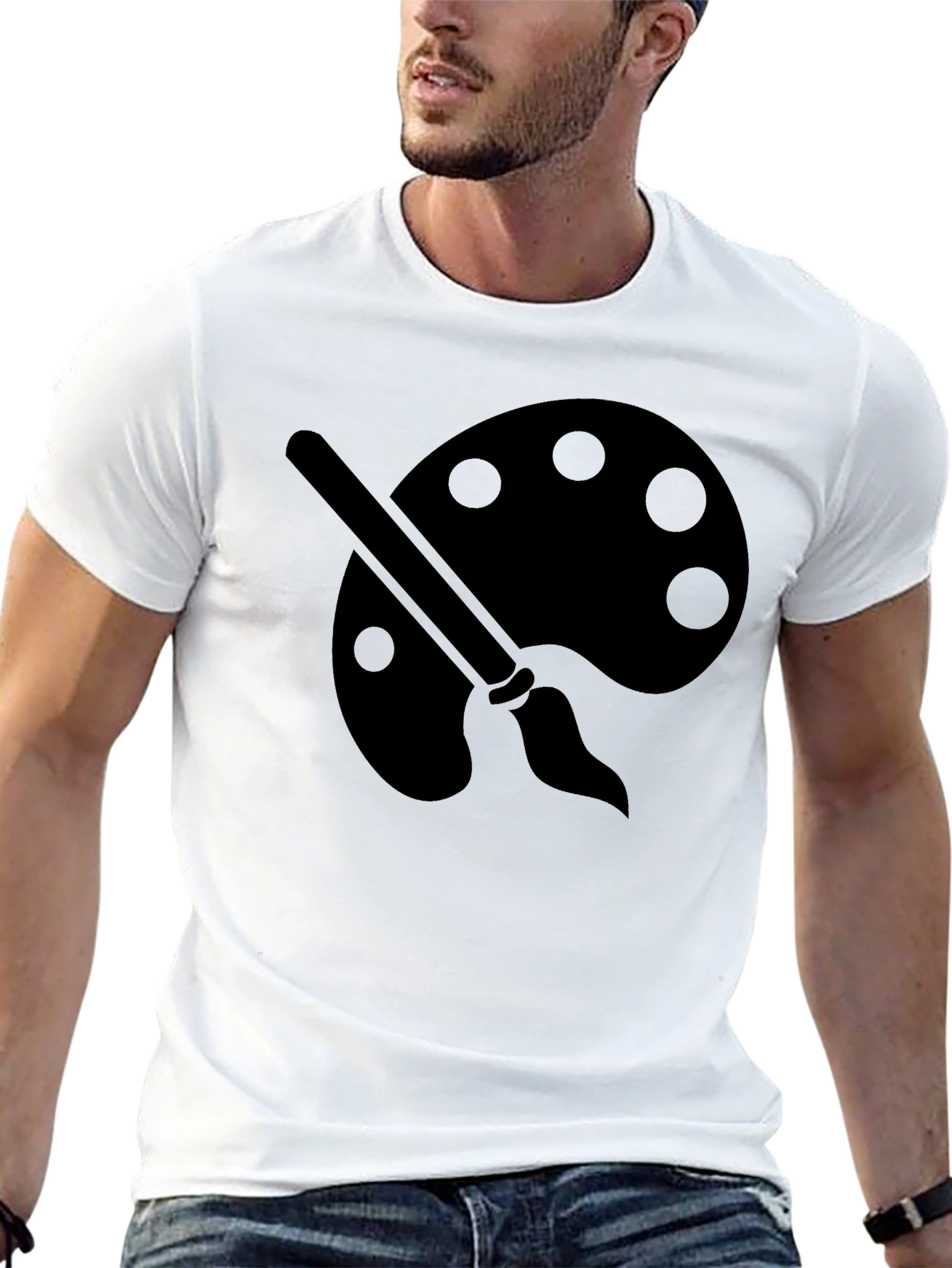 Artist Palette Graphic Tee - Black Cotton Crewneck T-Shirt
