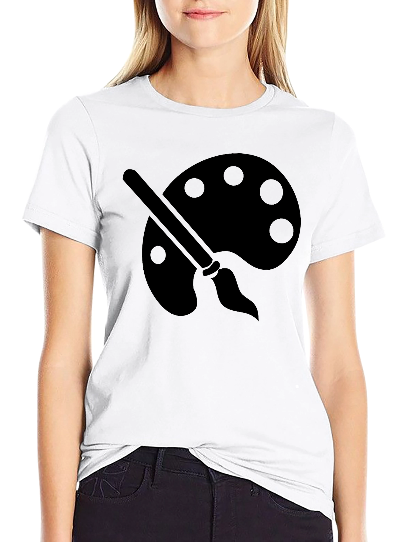 Artist Palette Graphic Tee - Black Cotton Crewneck T-Shirt