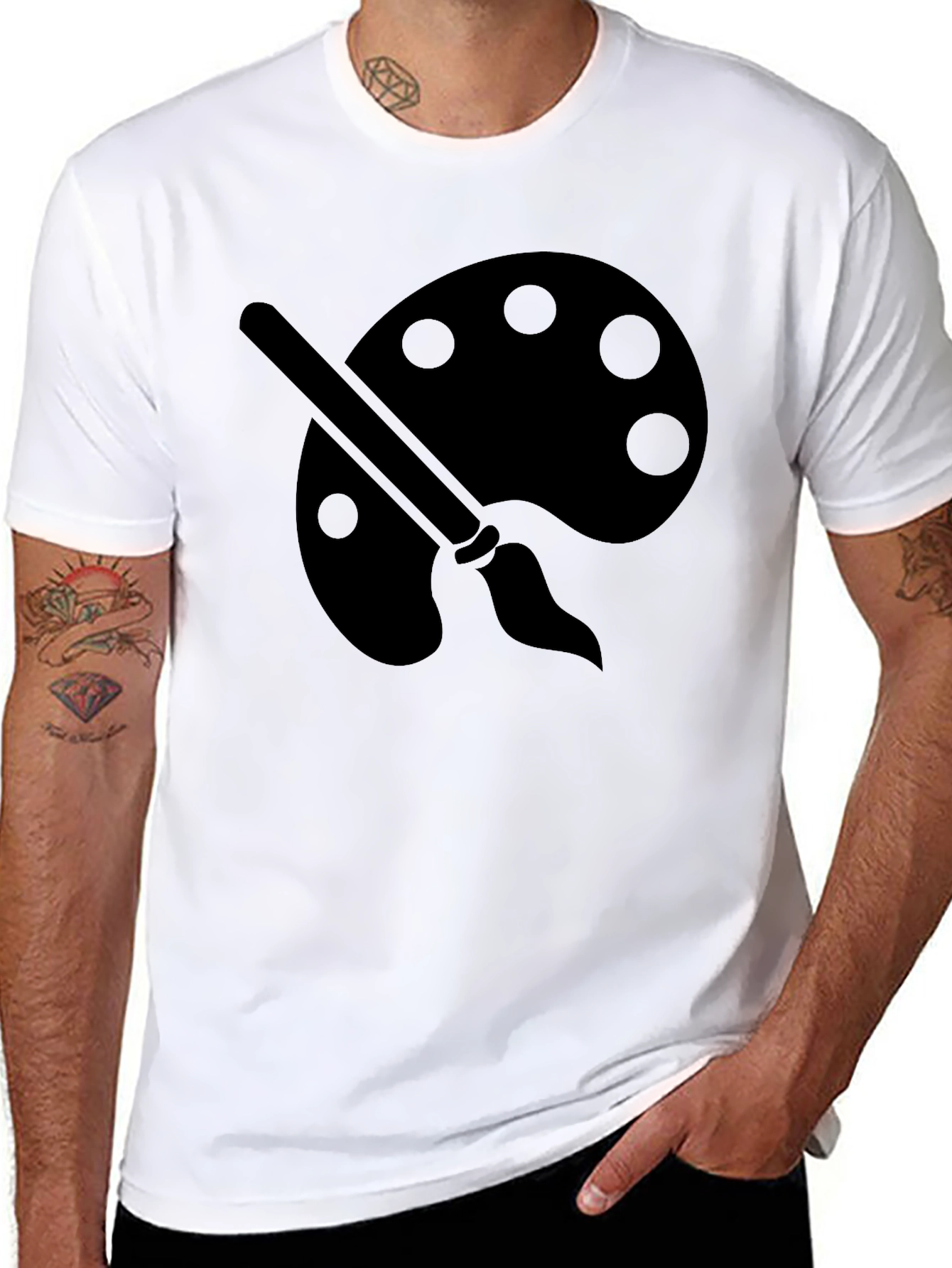 Artist Palette Graphic Tee - Black Cotton Crewneck T-Shirt