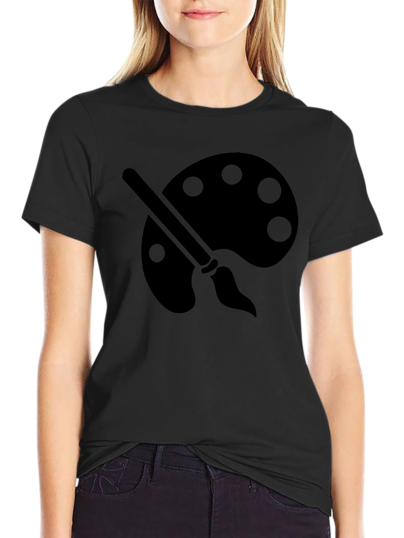 Artist Palette Graphic Tee - Black Cotton Crewneck T-Shirt
