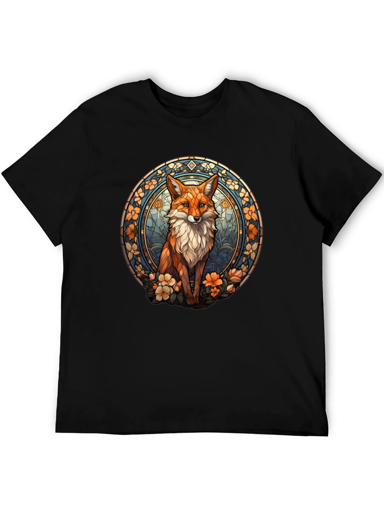Fox Art T-Shirt - Black Cotton Blend