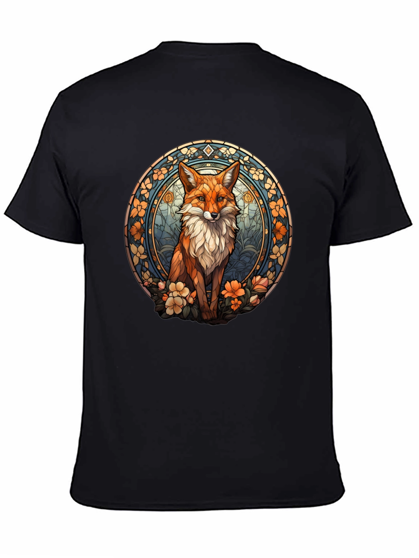 Fox Art T-Shirt - Black Cotton Blend