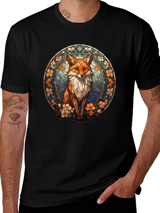 Fox Art T-Shirt - Black Cotton Blend