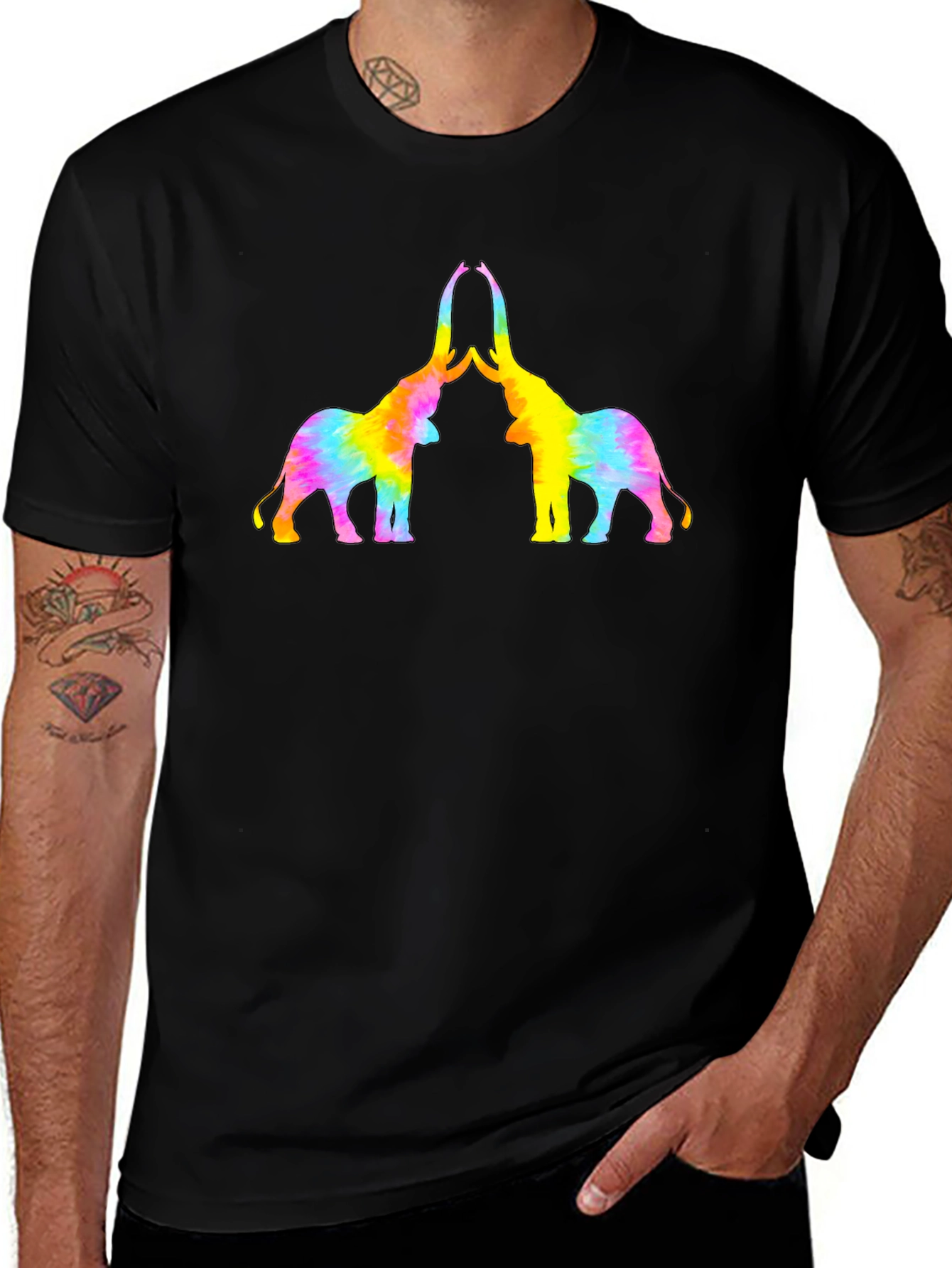 Tie-Dye Elephant Graphic T-Shirt