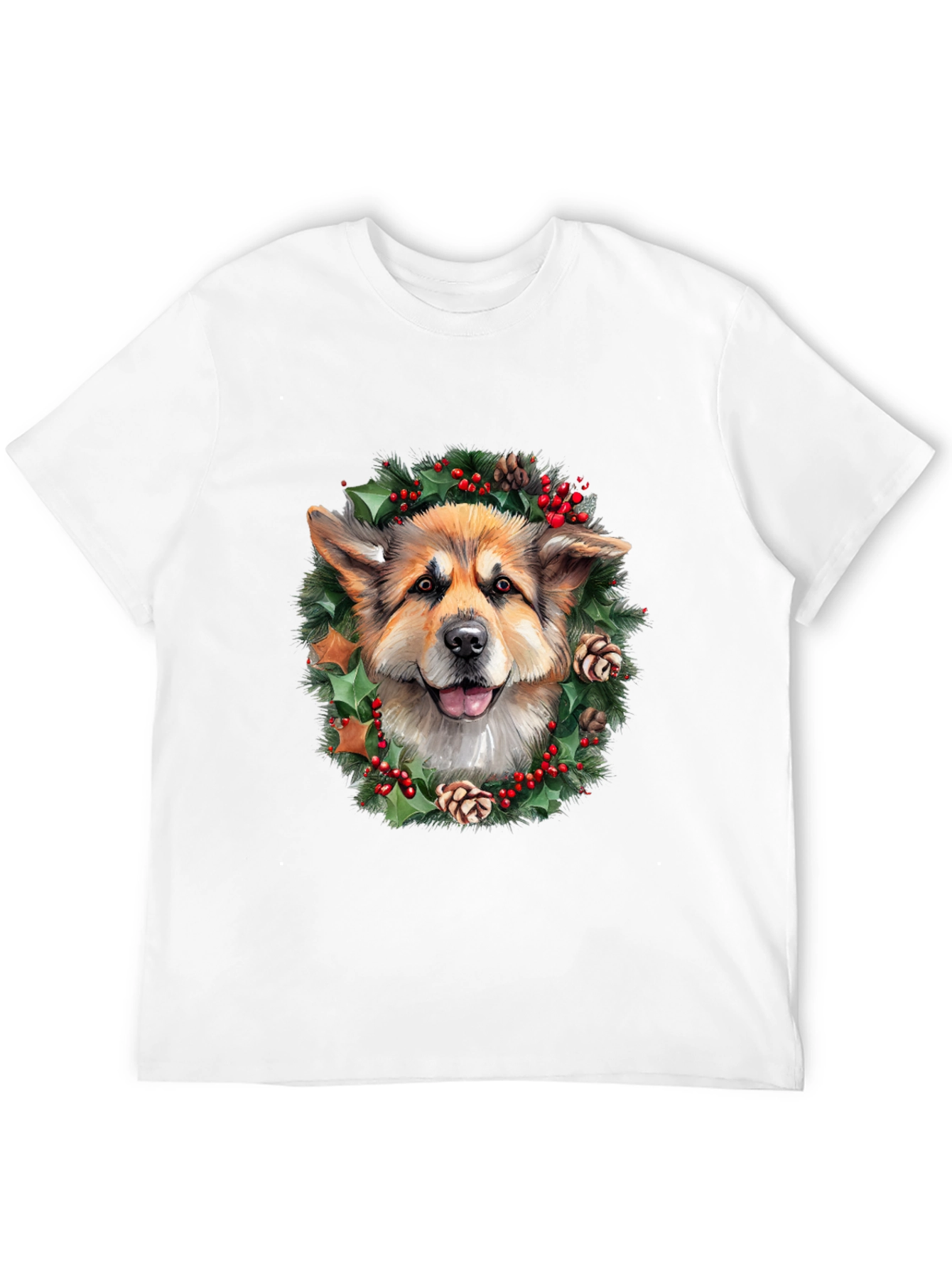 Festive Dog Wreath Graphic Tee