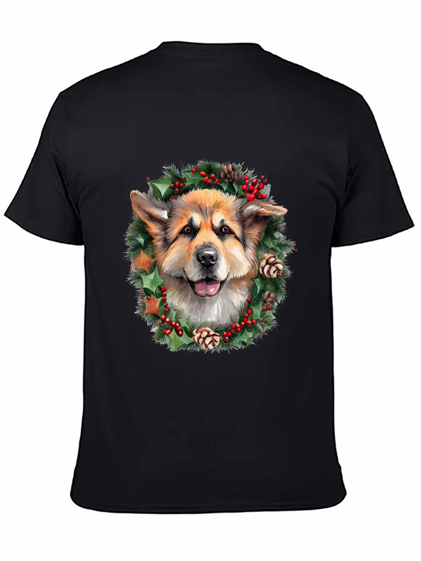 Festive Dog Wreath Graphic Tee