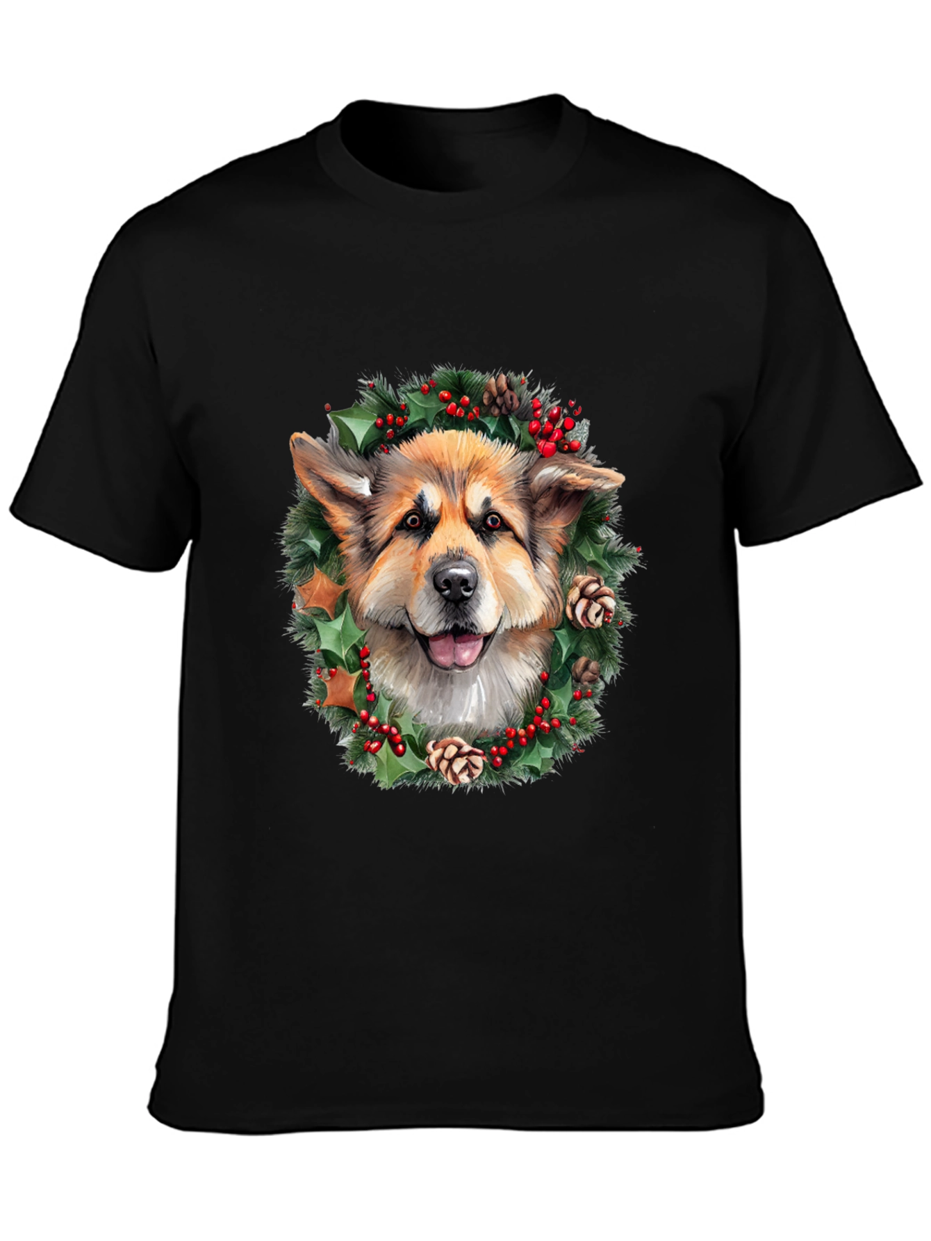 Festive Dog Wreath Graphic Tee