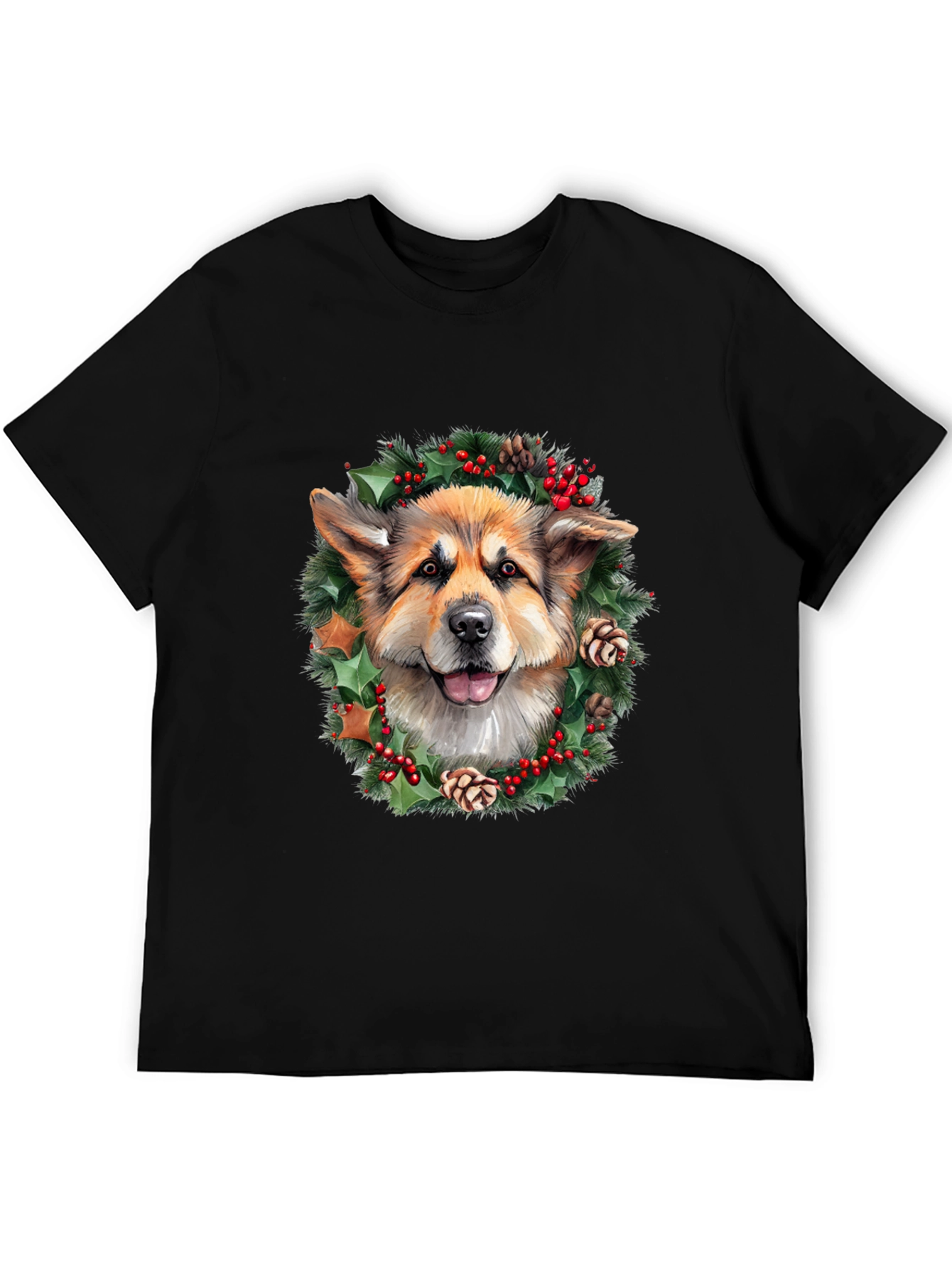 Festive Dog Wreath Graphic Tee
