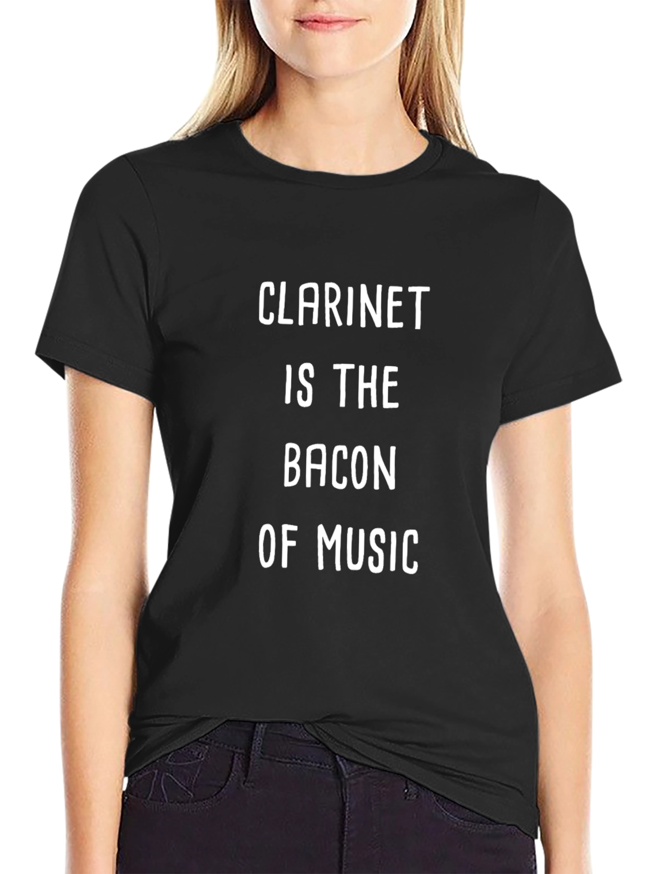 Clarinet Bacon of Music Black T-Shirt